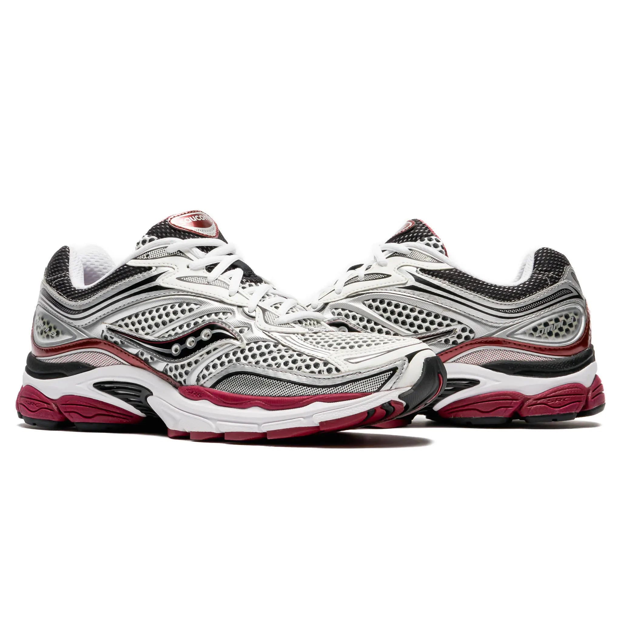 Front Side View of Saucony Progrid Omni 9 Silver Red S70739-1