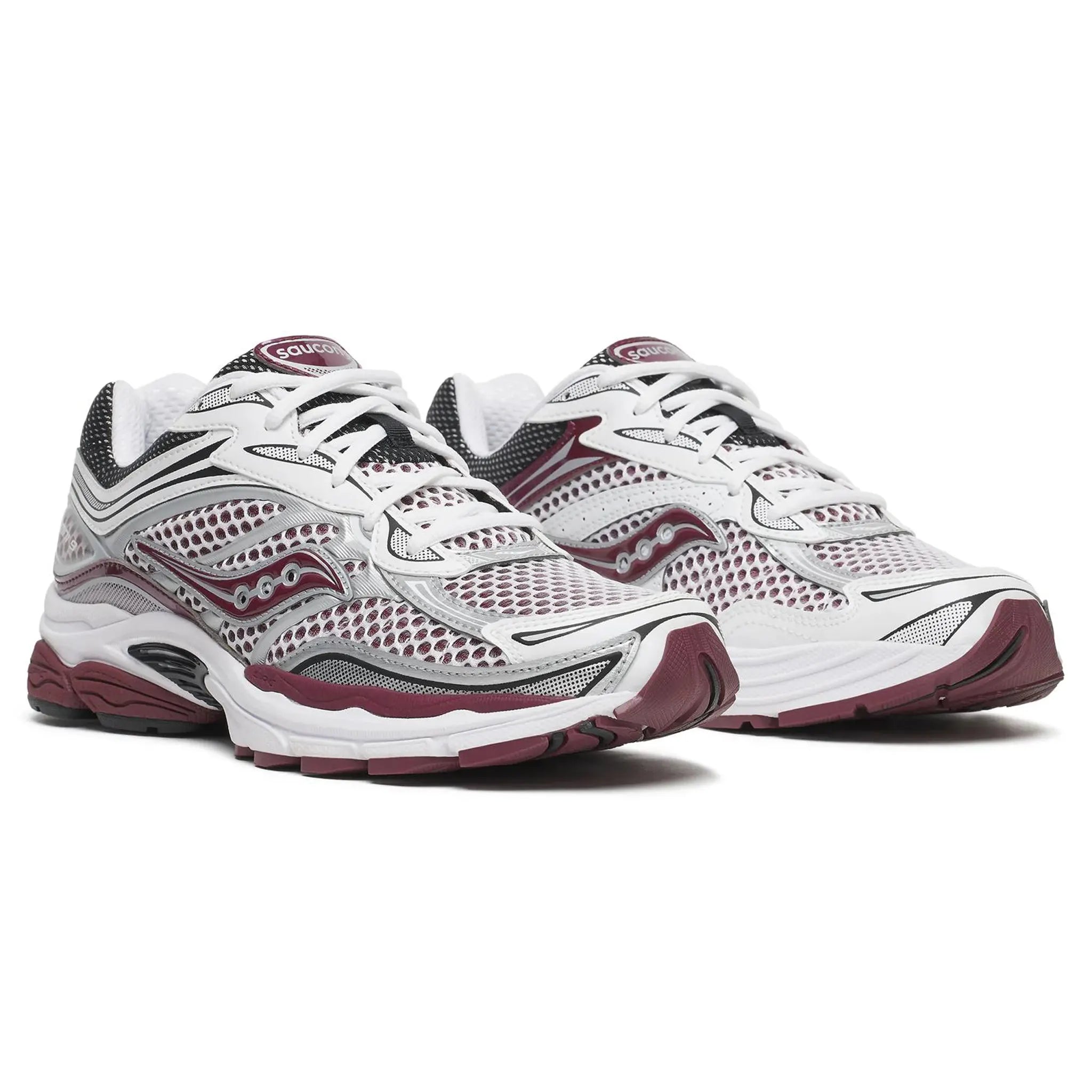 Front Side View of Saucony Progrid Omni 9 White Maroon S101245-1095