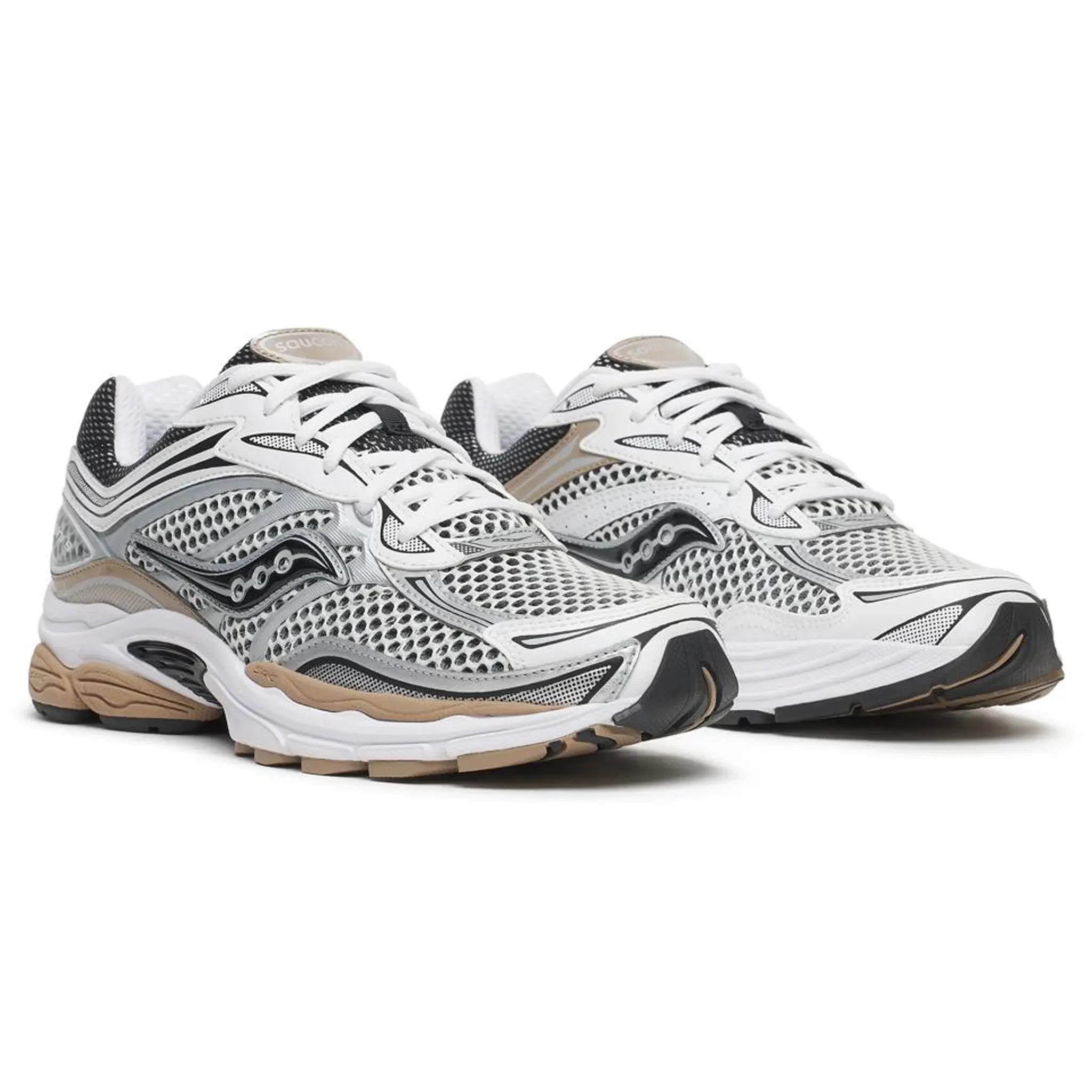Front Side View of Saucony Progrid Omni 9 White Saddle S101245-1097