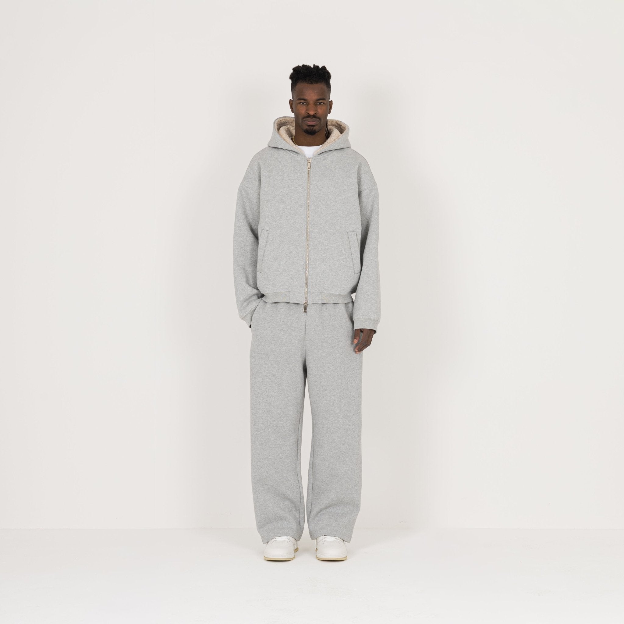 Model view of Destructive Sculpt Slate Marl Fleece Jacket