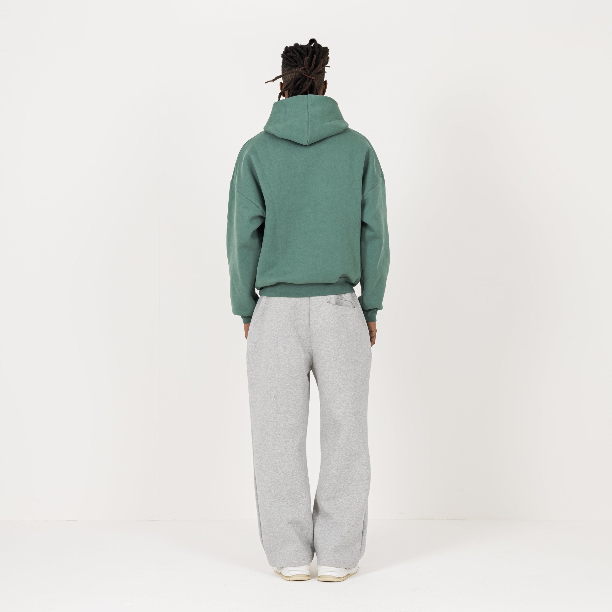 Model view of Destructive Sculpt Field Green Hoodie