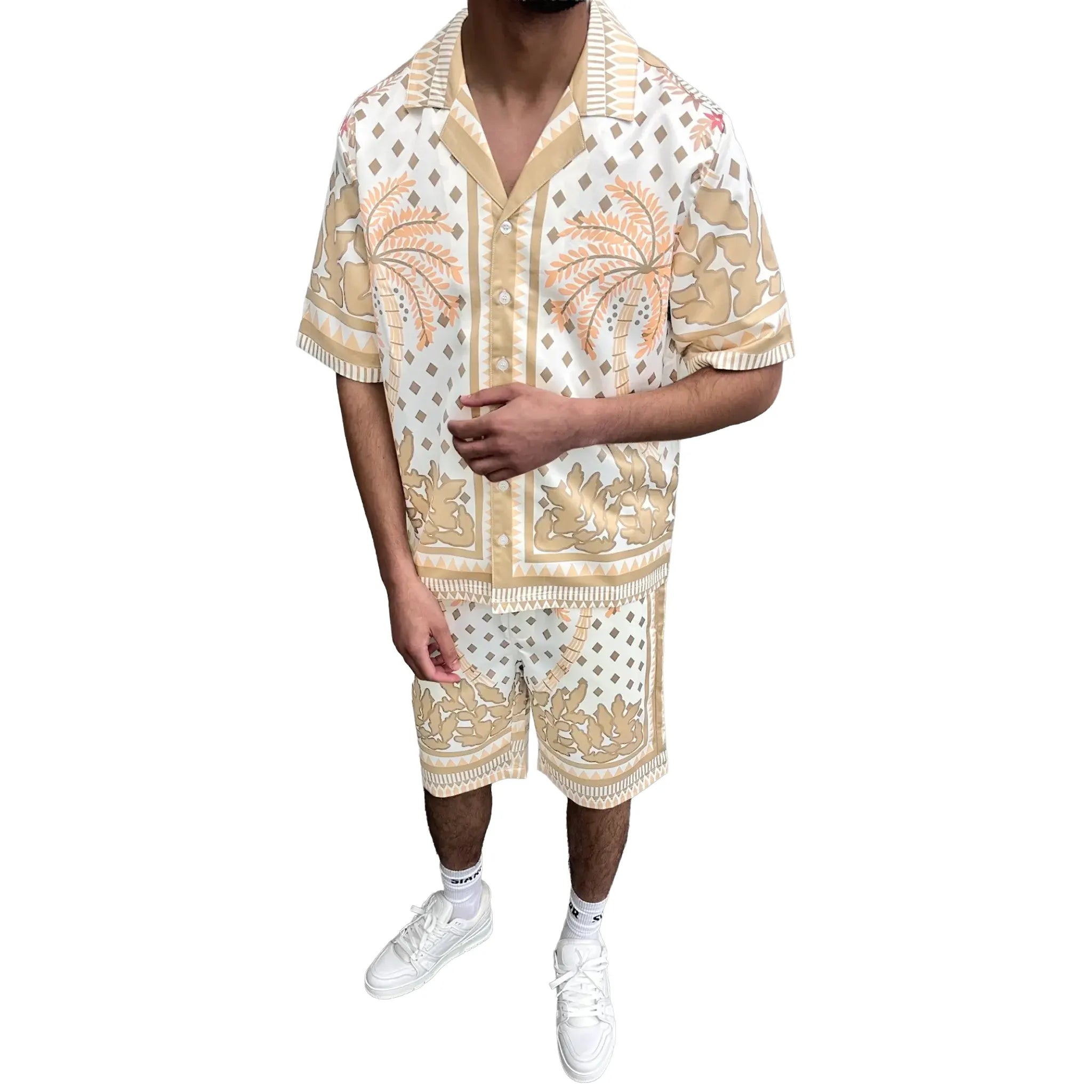 Front Full View of SIARR Beefa Beige Shirt