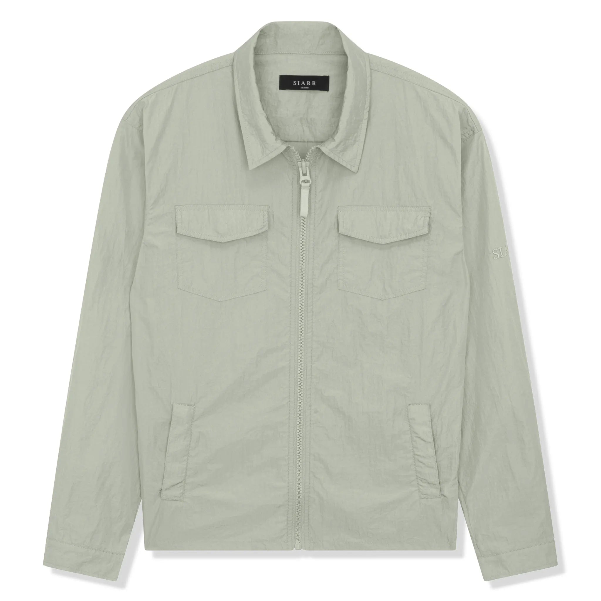 Front view of SIARR Crinkle Mint Overshirt