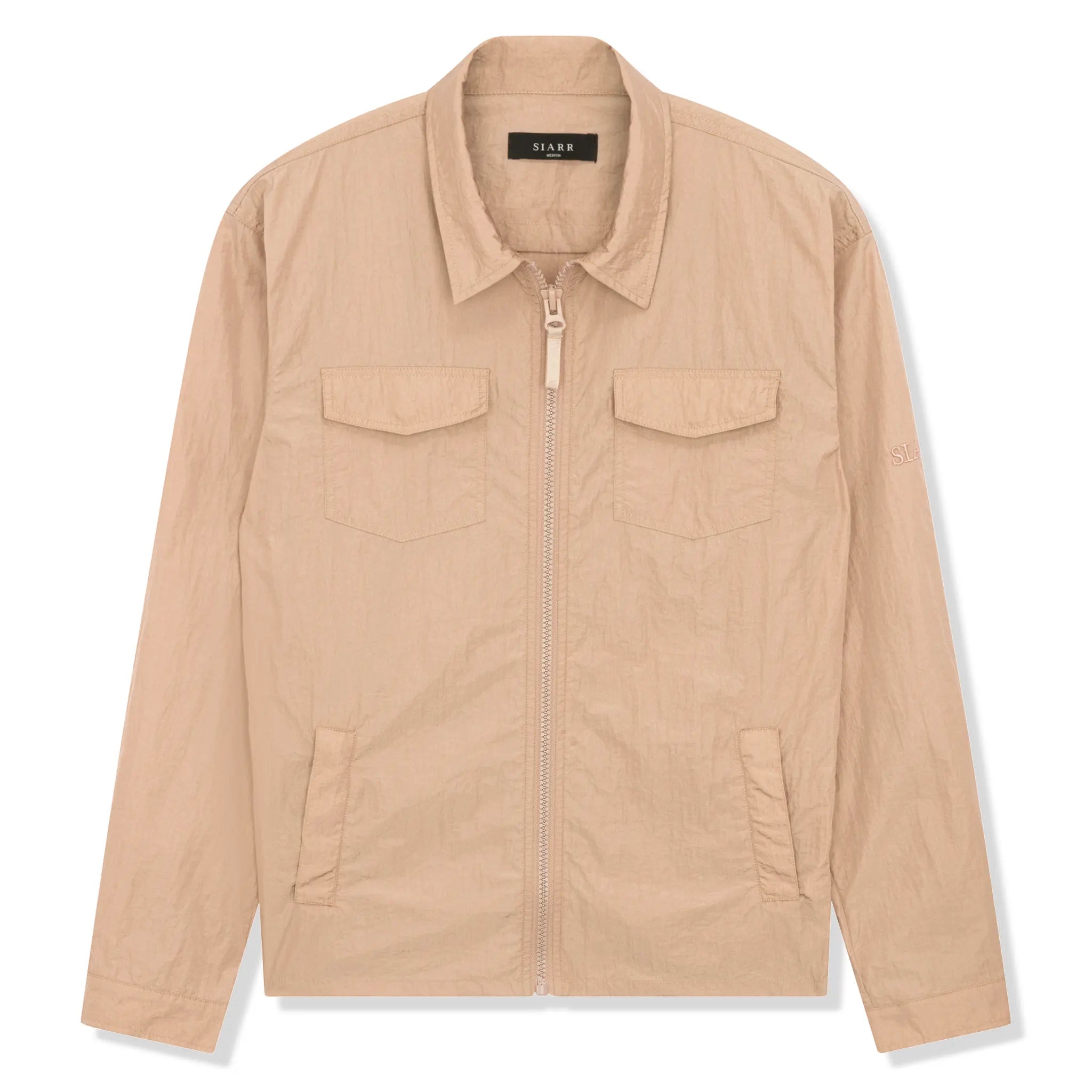 Front view of SIARR Crinkle Pink Overshirt