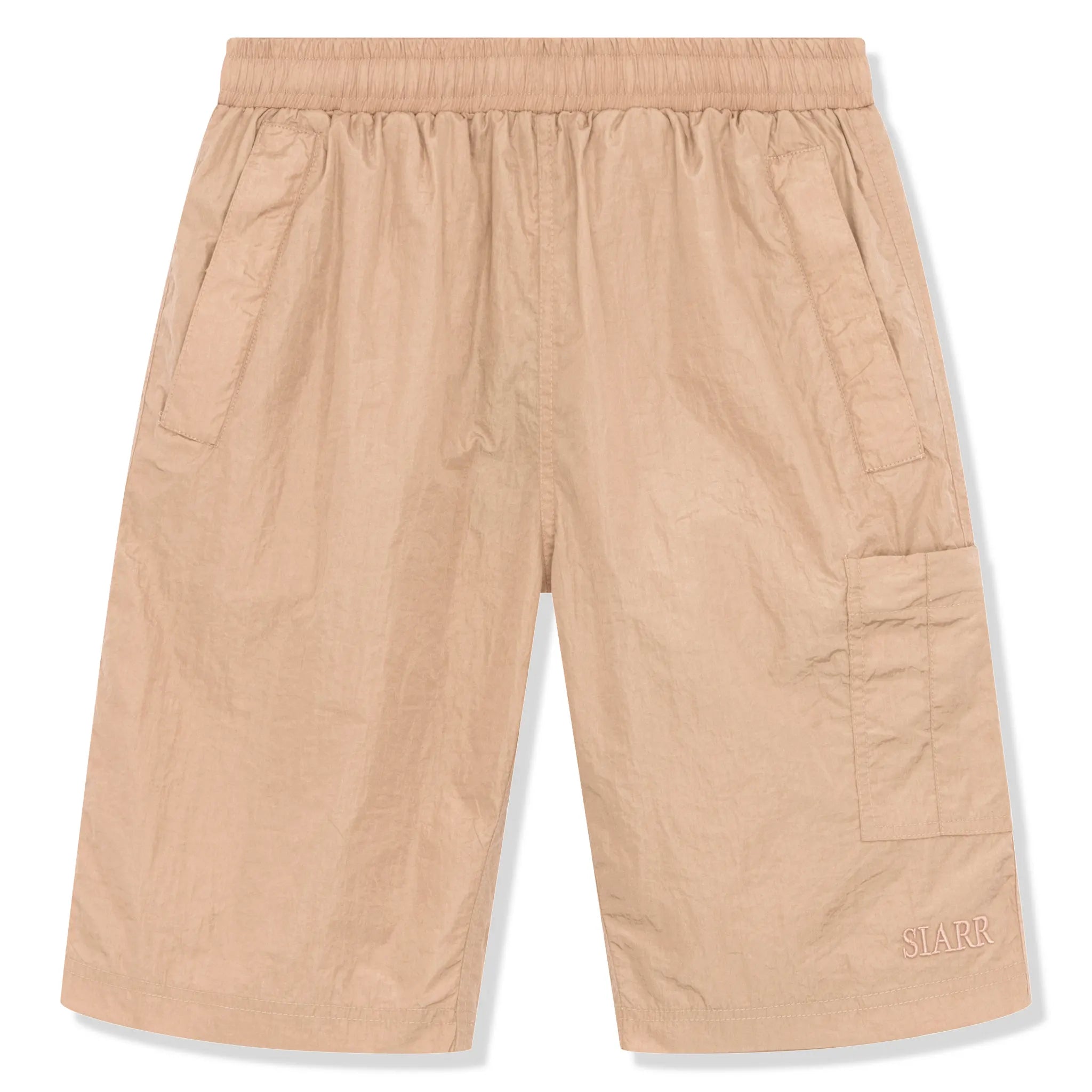 Front view of SIARR Crinkle Pink Shorts