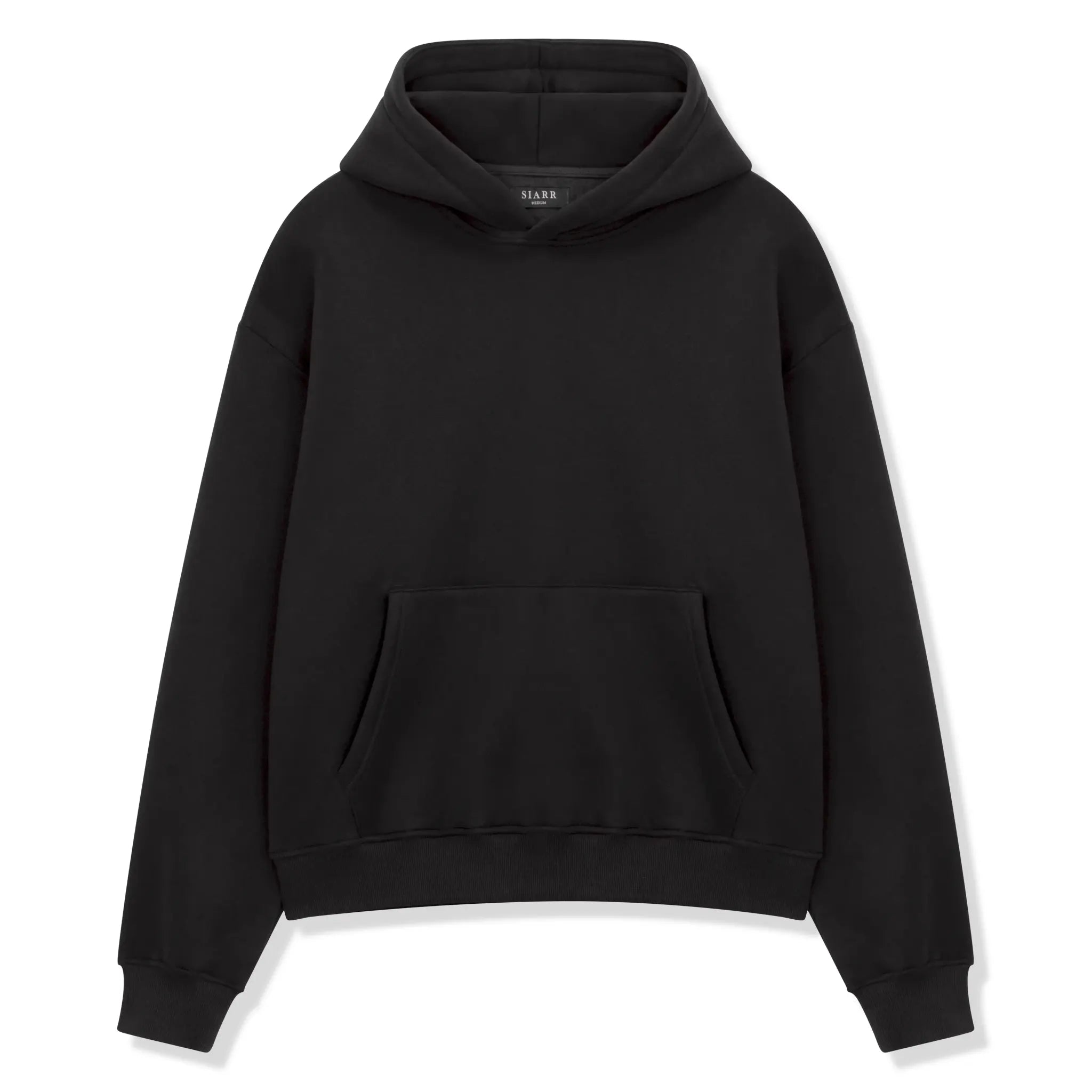 Front View of SIARR Essential Black Hoodie