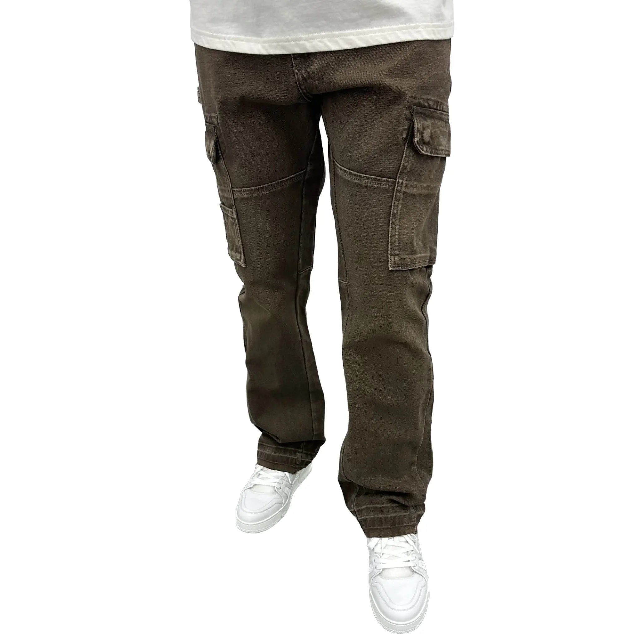 Front View of SIARR Flared Jeans Brown