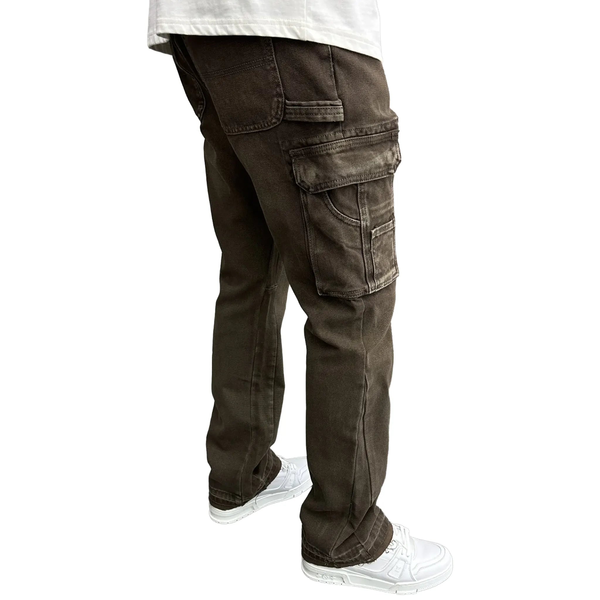 Side View of SIARR Flared Jeans Brown