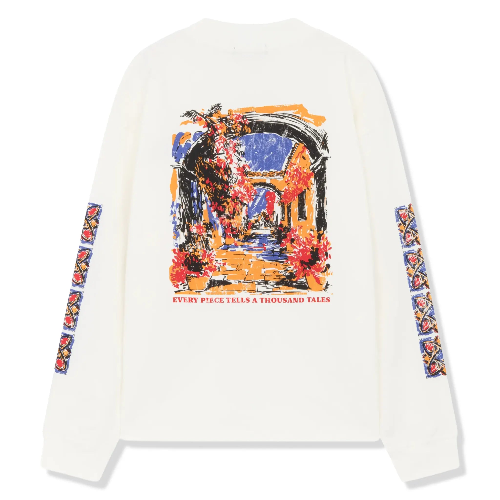 Back View of SIARR Floral L/S Off-White T-Shirt