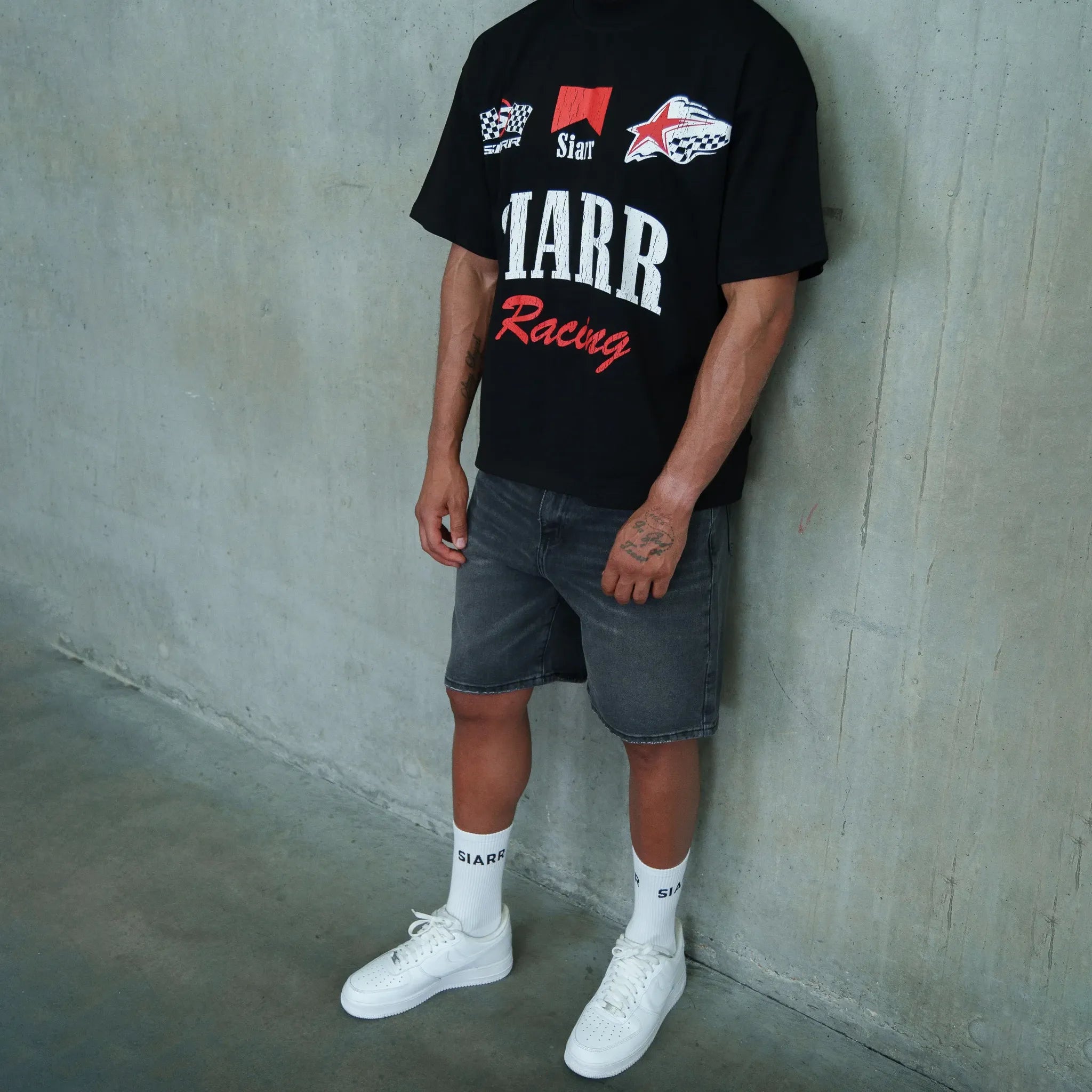 Front Side View of SIARR Marlboro Racing Black T-Shirt