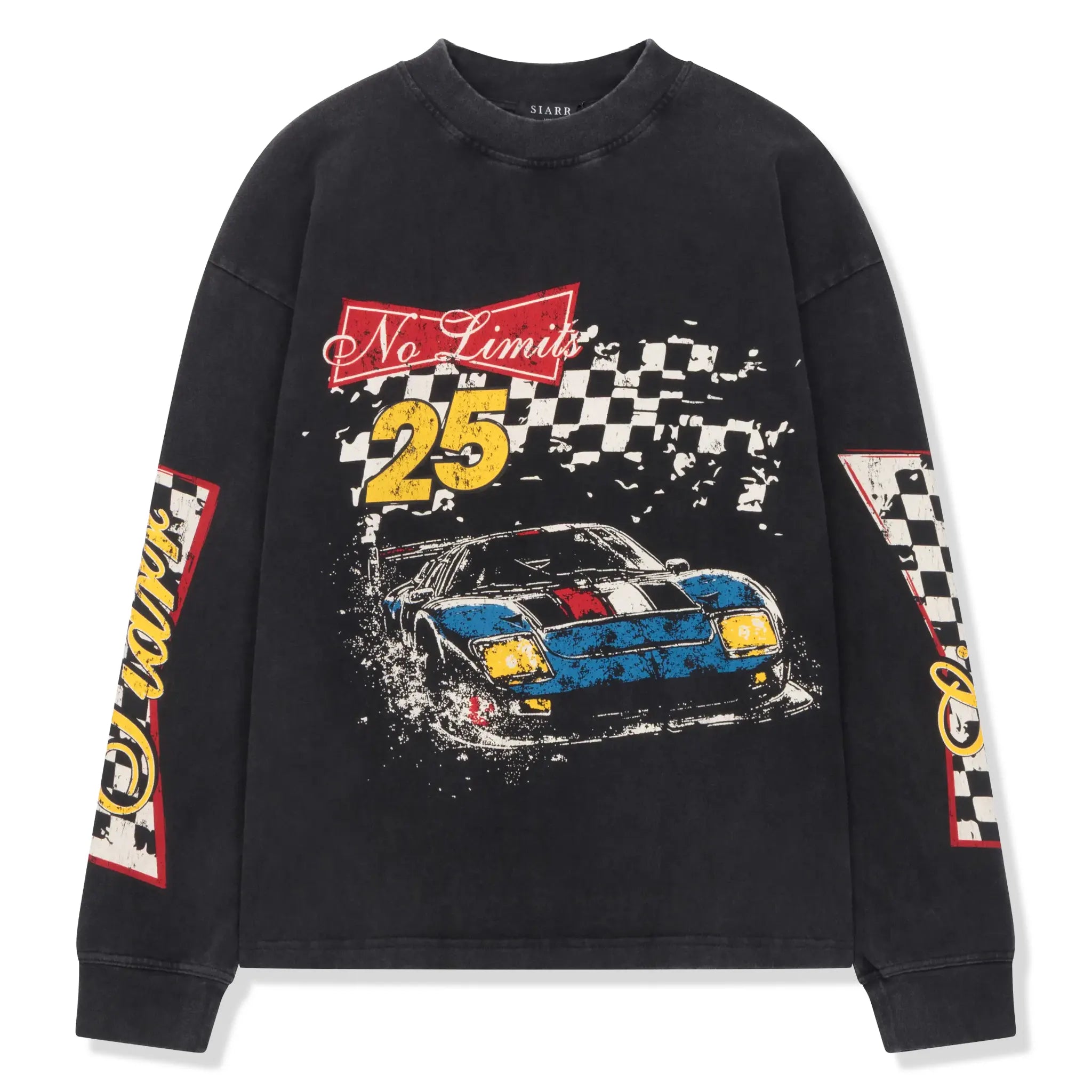 Front View of SIARR No Limits L/S Washed Black T-Shirt
