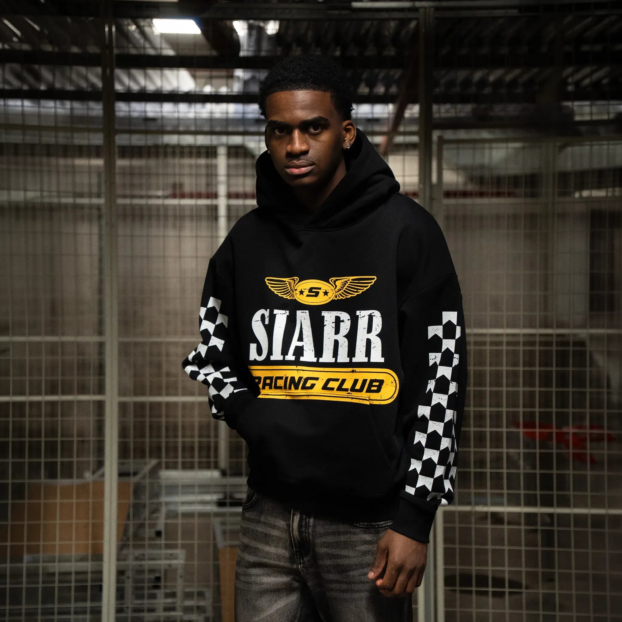 Front View of SIARR Racing Club Black Hoodie