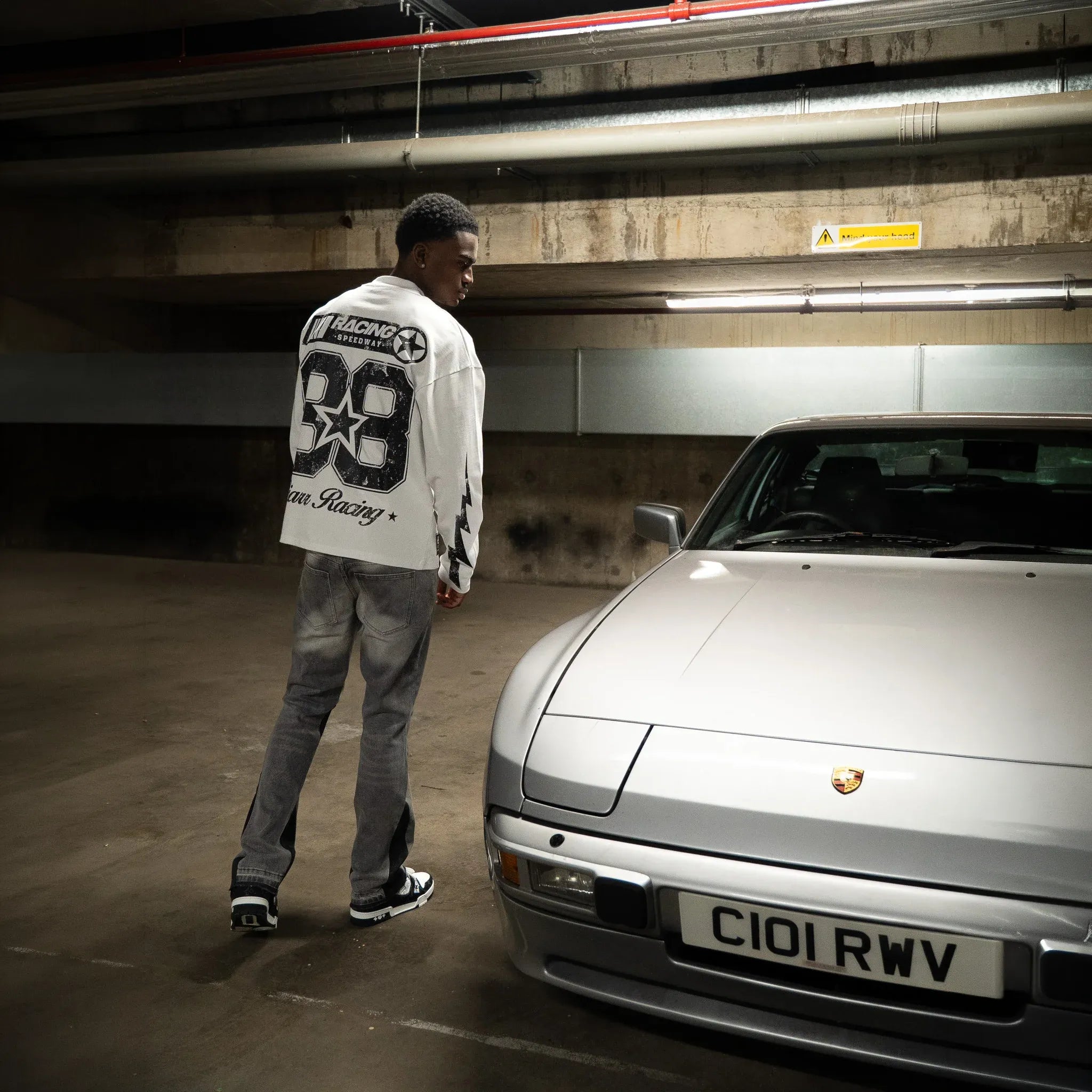 Back View of SIARR Speedway L/S White T-Shirt