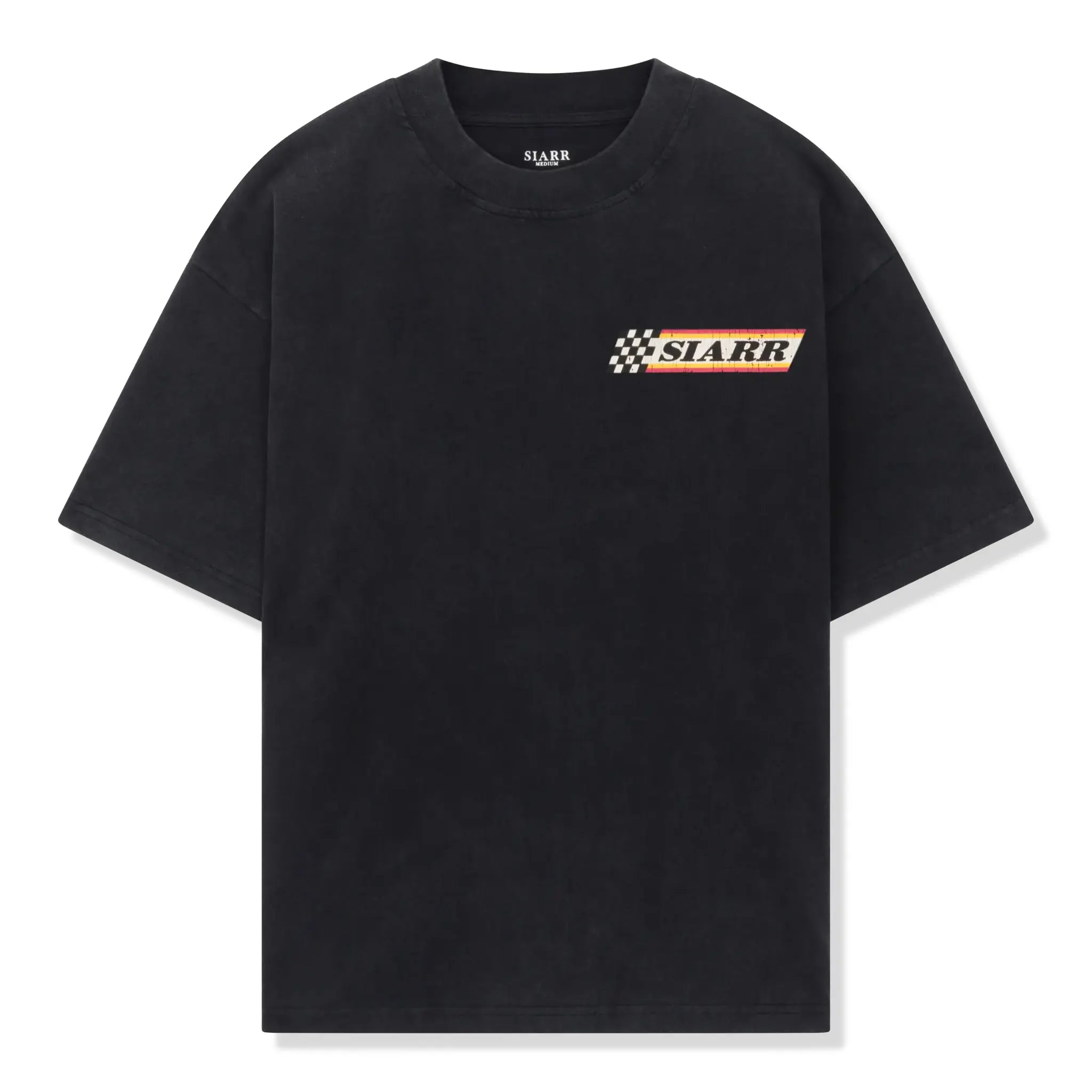 Front View of SIARR Take The Risk Vintage Black T-Shirt