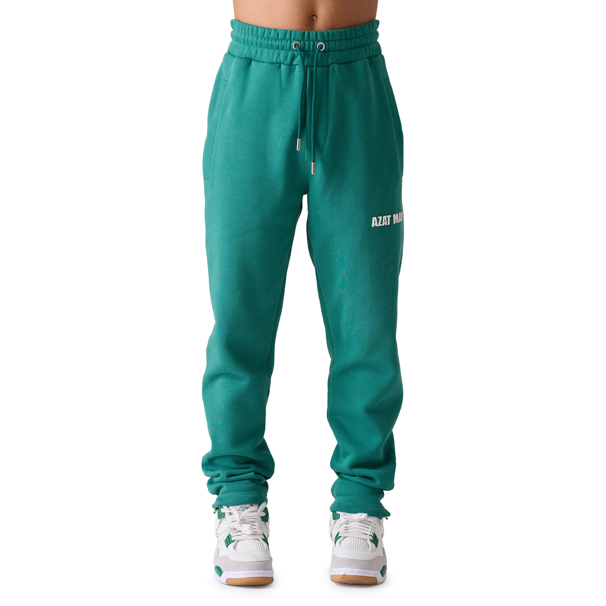 Model front View of Azat Mard Country Club Green Sweatpants 