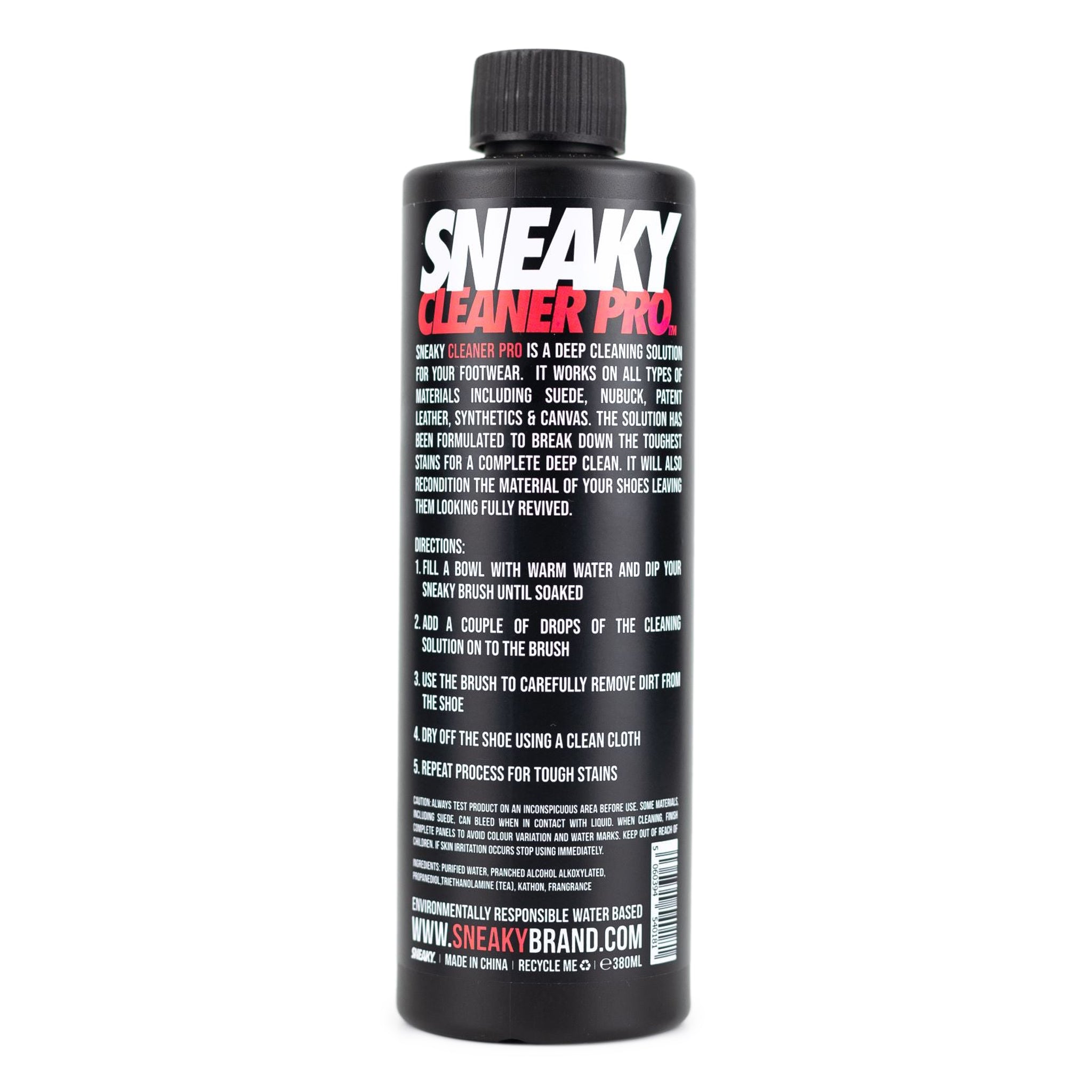BAck view of Sneaky Cleaner Pro - Shoe Cleaner & Conditioner 380ml