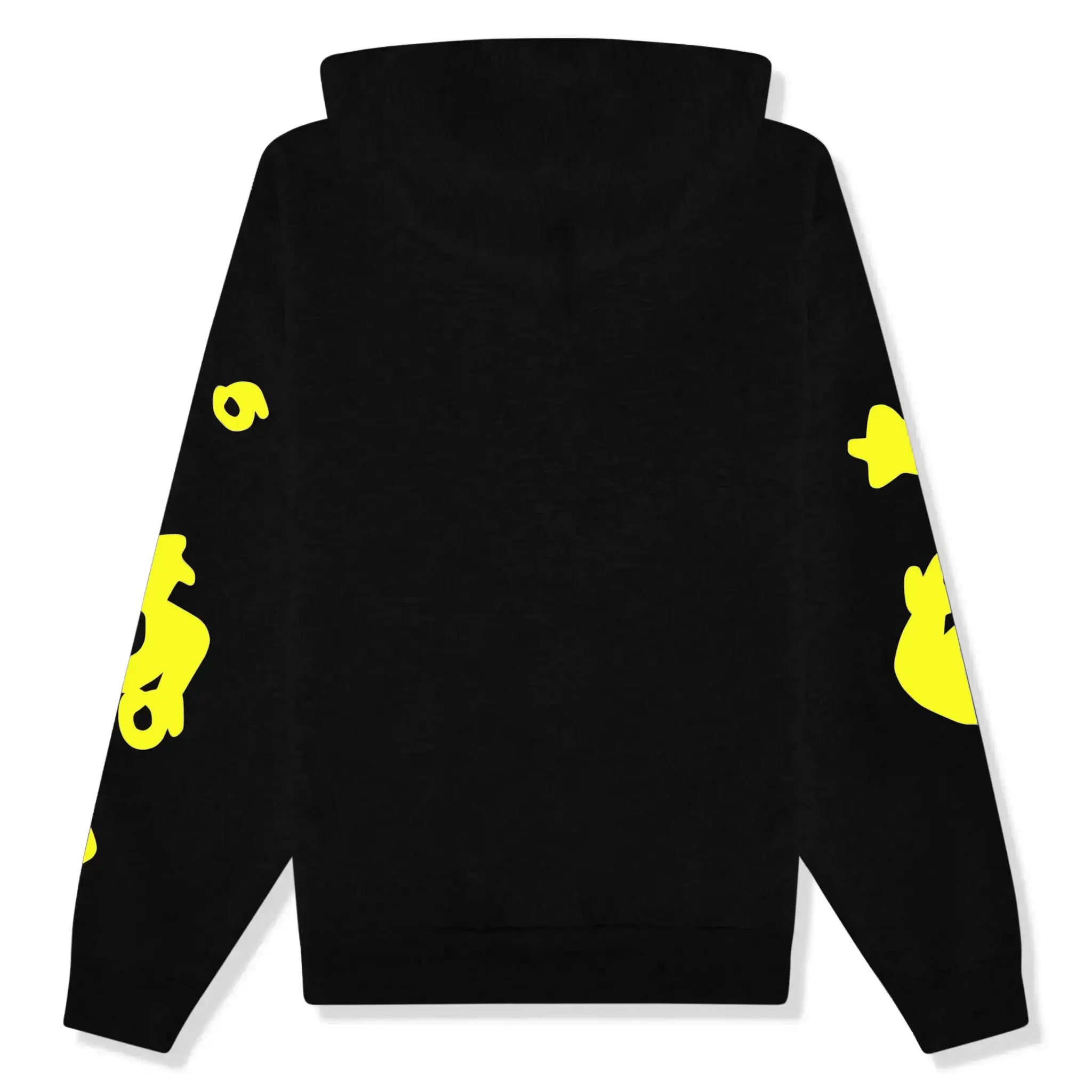 Back hoodie view of Sp5der Beluga Onyx Yellow Tracksuit