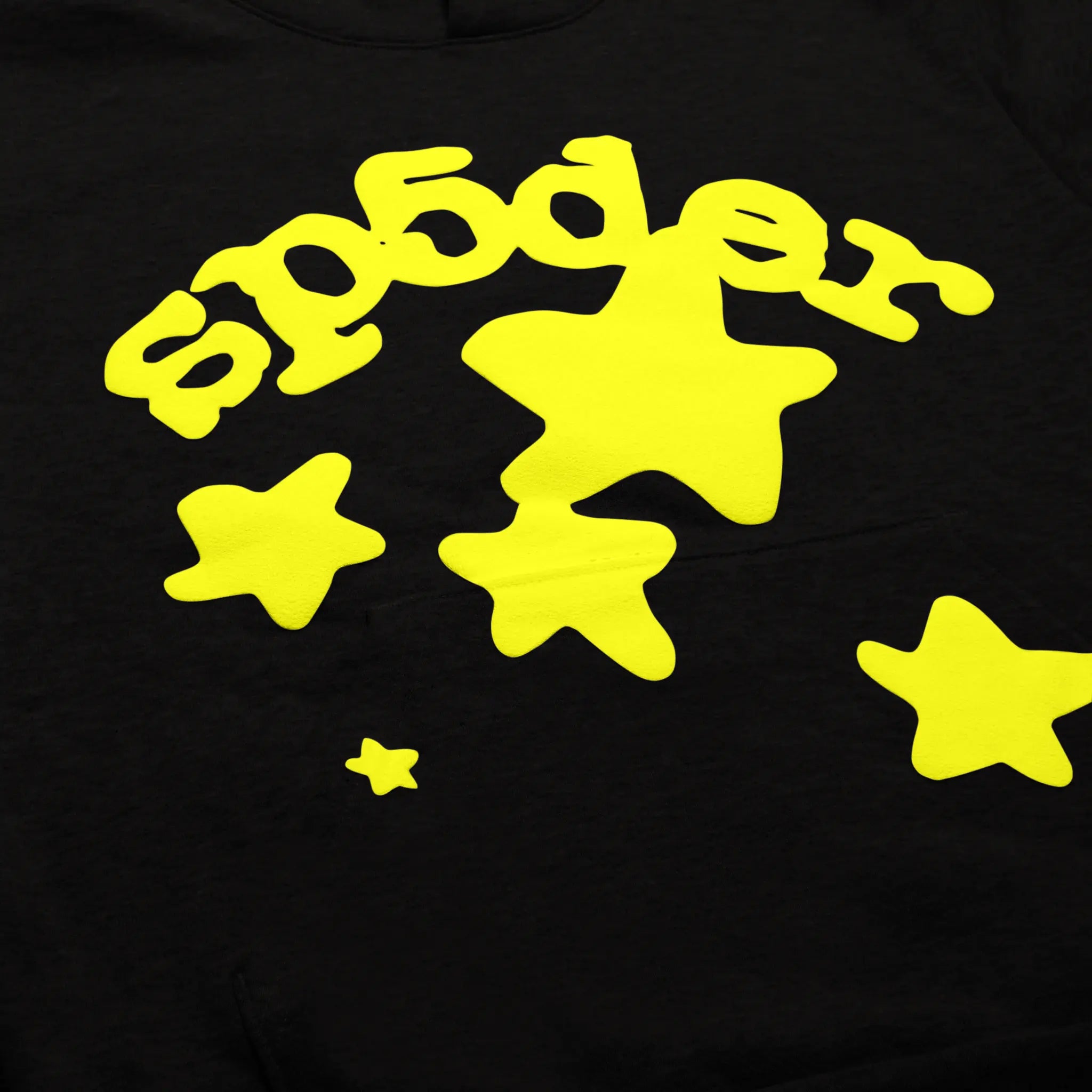 Logo view of Sp5der Beluga Onyx Yellow Tracksuit