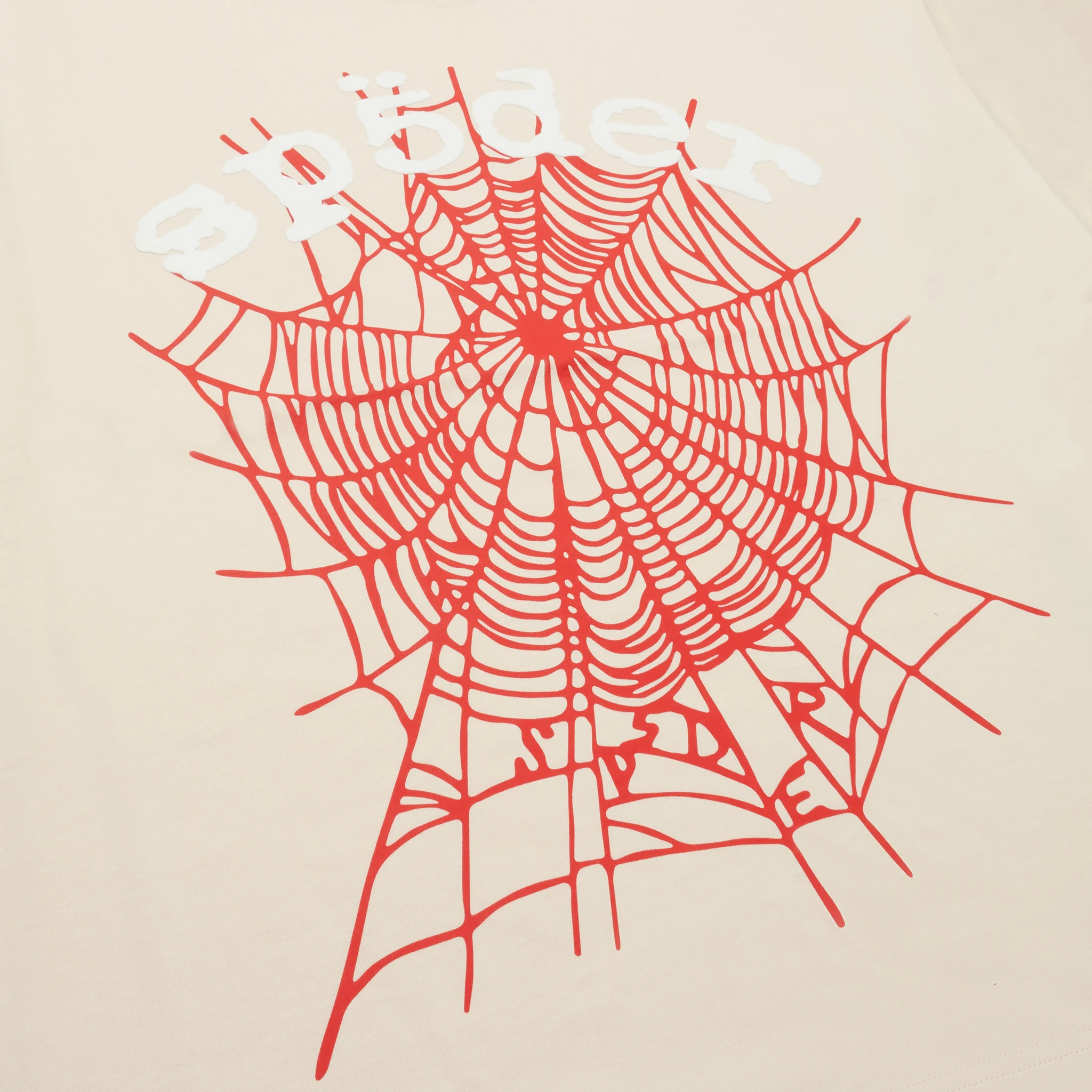 Detail view of Sp5der Legacy Logo Heavyweight Cream T Shirt