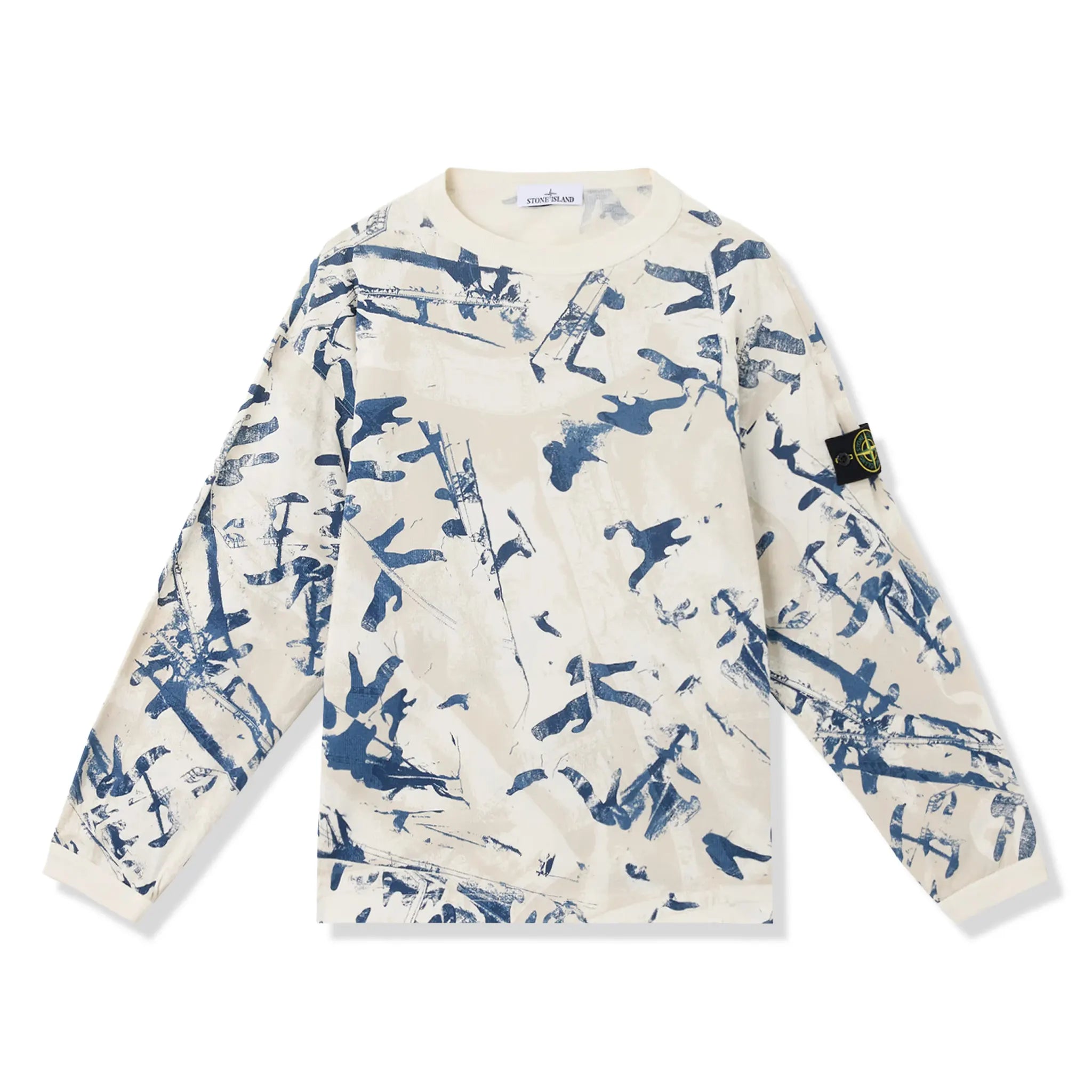 Front View of Stone Island Camouflage Textured Desert Sweatshirts K1S156100036S00E6V009A