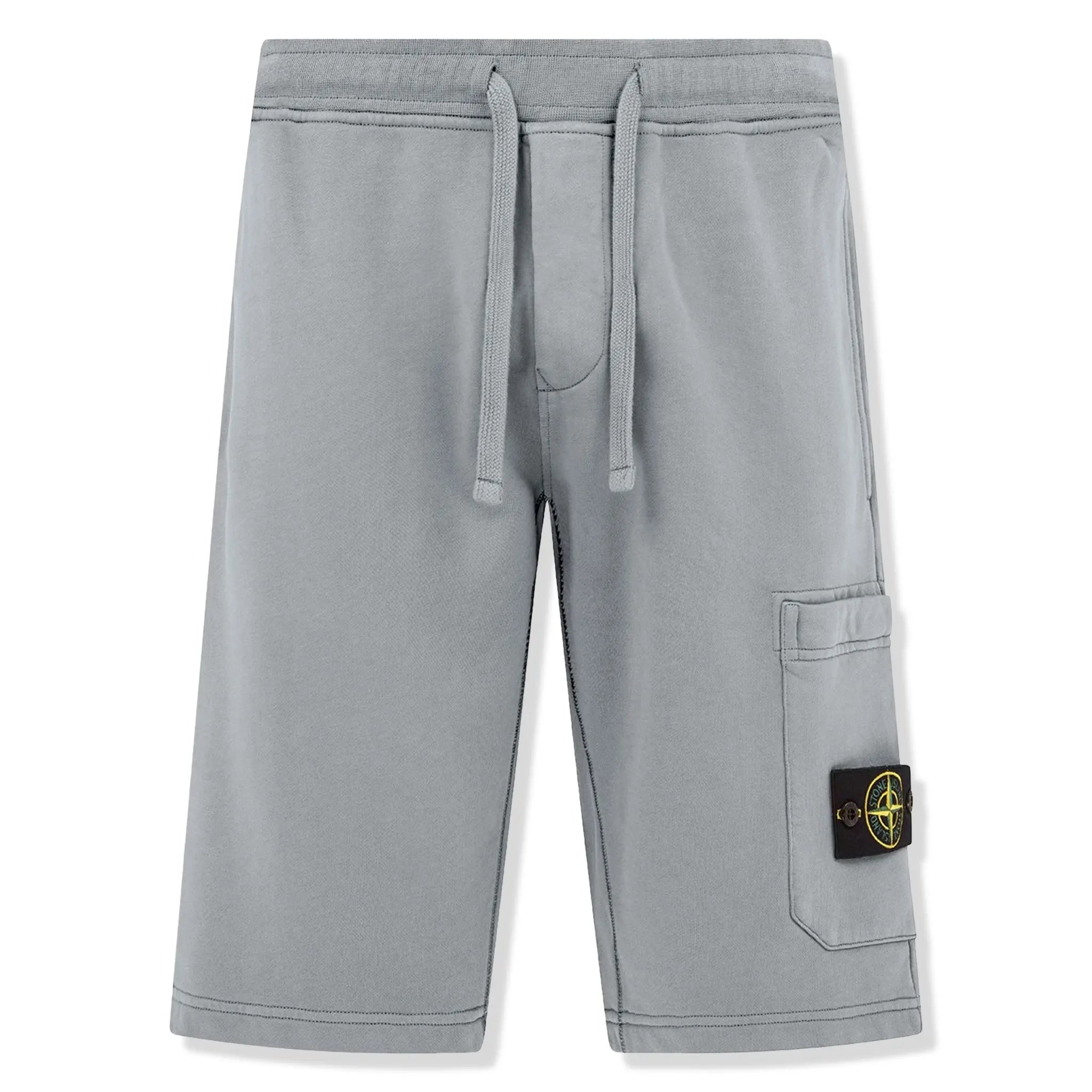 Front view of Stone Island Cargo Bermuda Light Grey Shorts