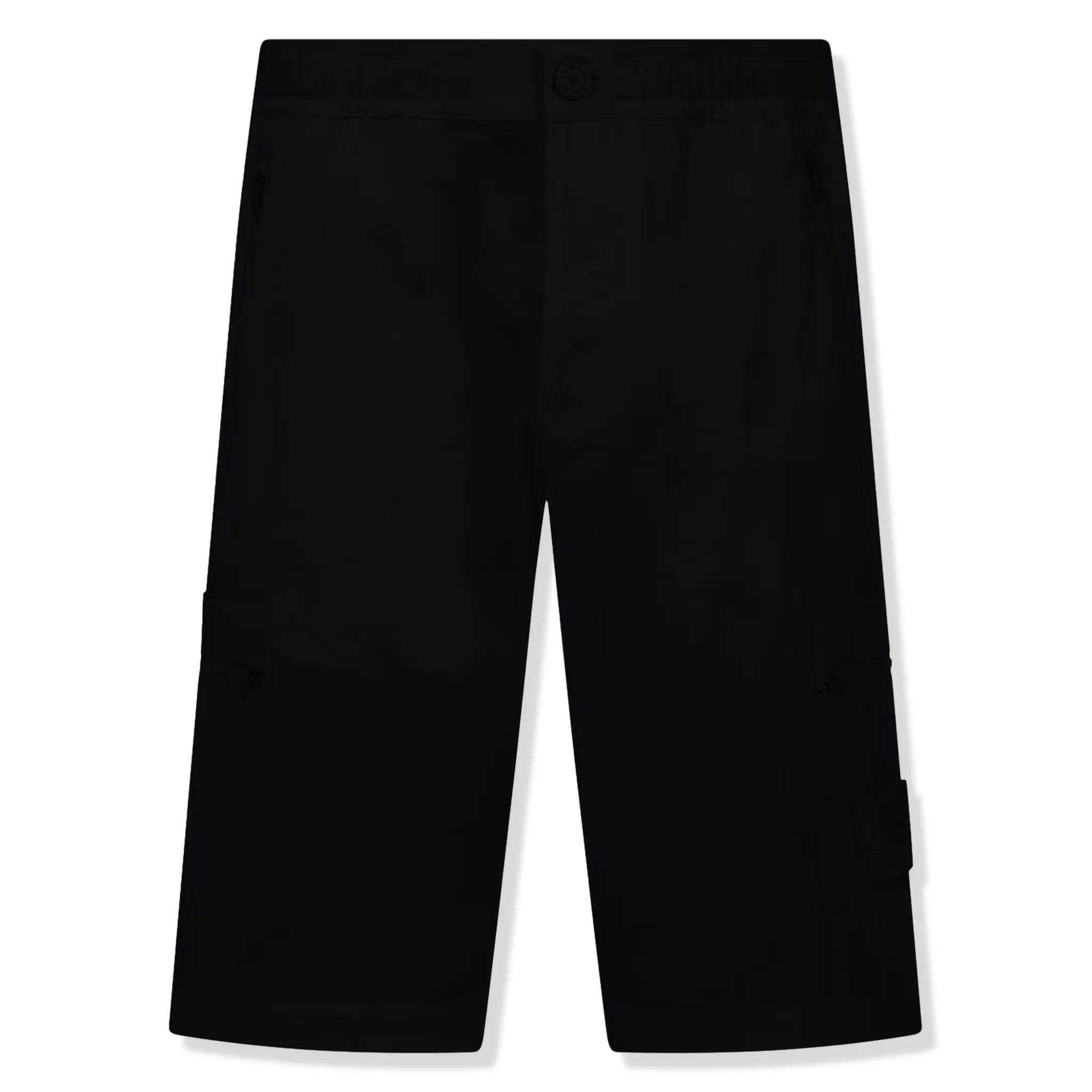 Front view of Stone Island Ghost Cargo Bermuda Black Shorts