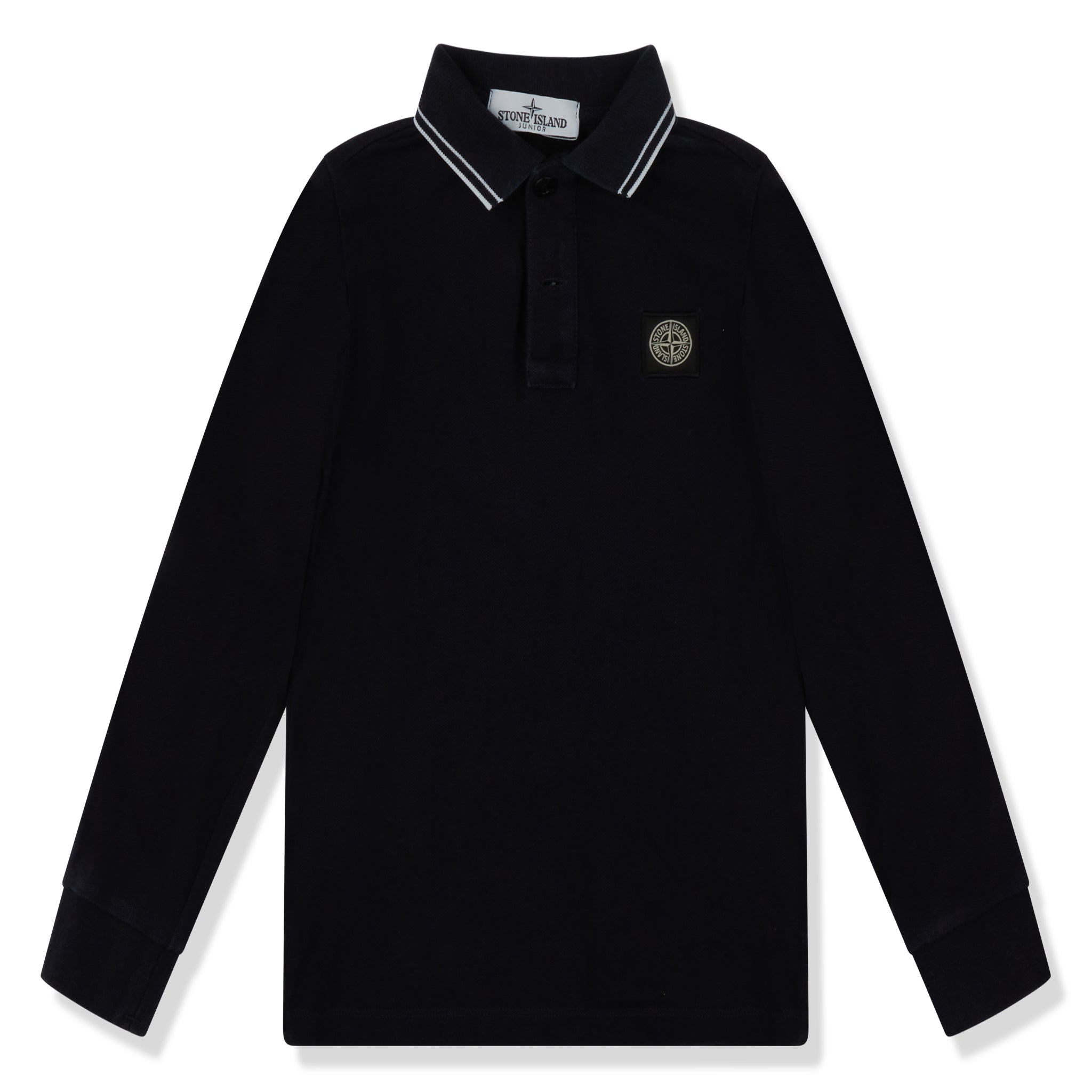Image of Stone Island Junior Logo Compass Patch Navy Polo Shirt