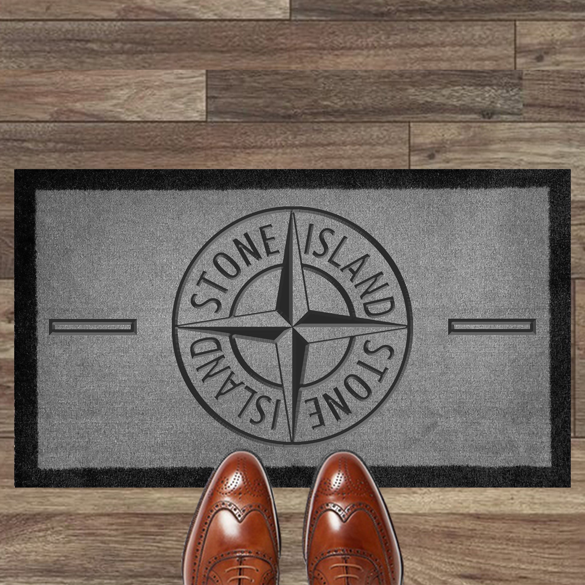 Shoes view of Stone Island Light Grey Doormat 70x40cm