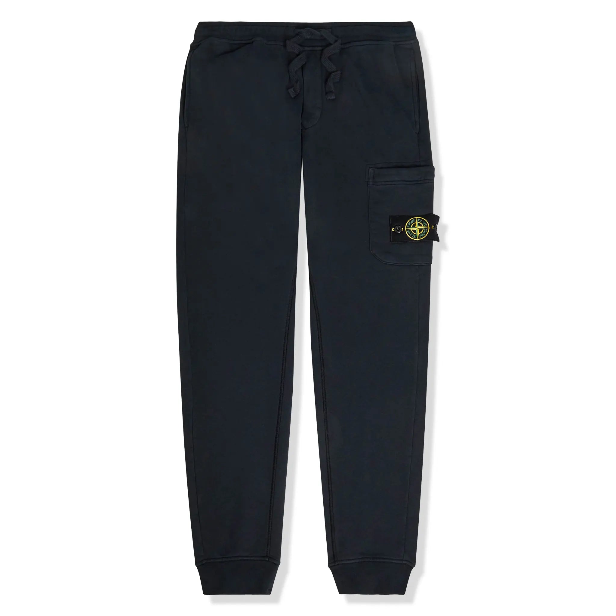 Front View of Stone Island Logo Navy Sweatpants 46356 NAVY