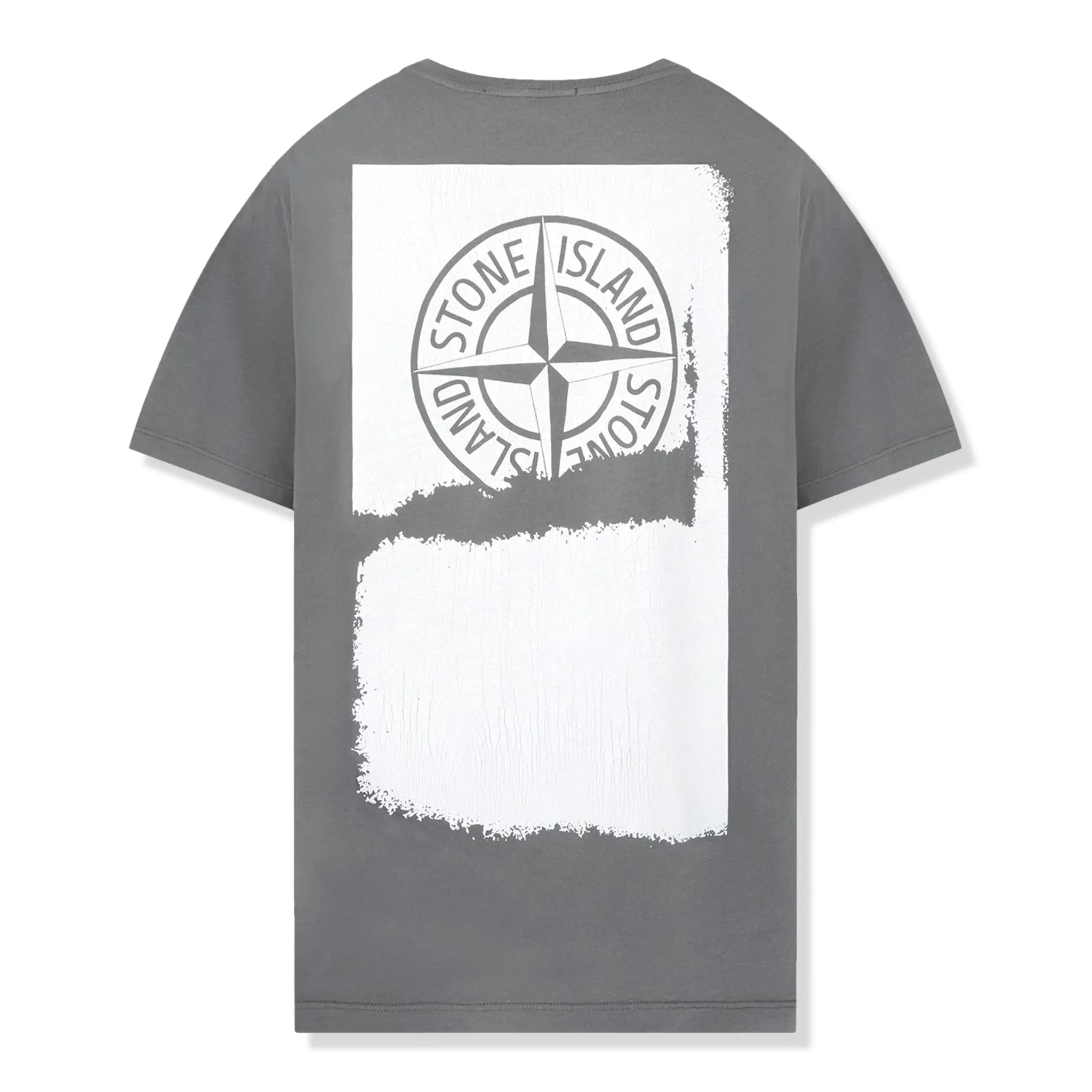 Back view of Stone Island Paint 1 Short Sleeved Grey T Shirt 78152NS89