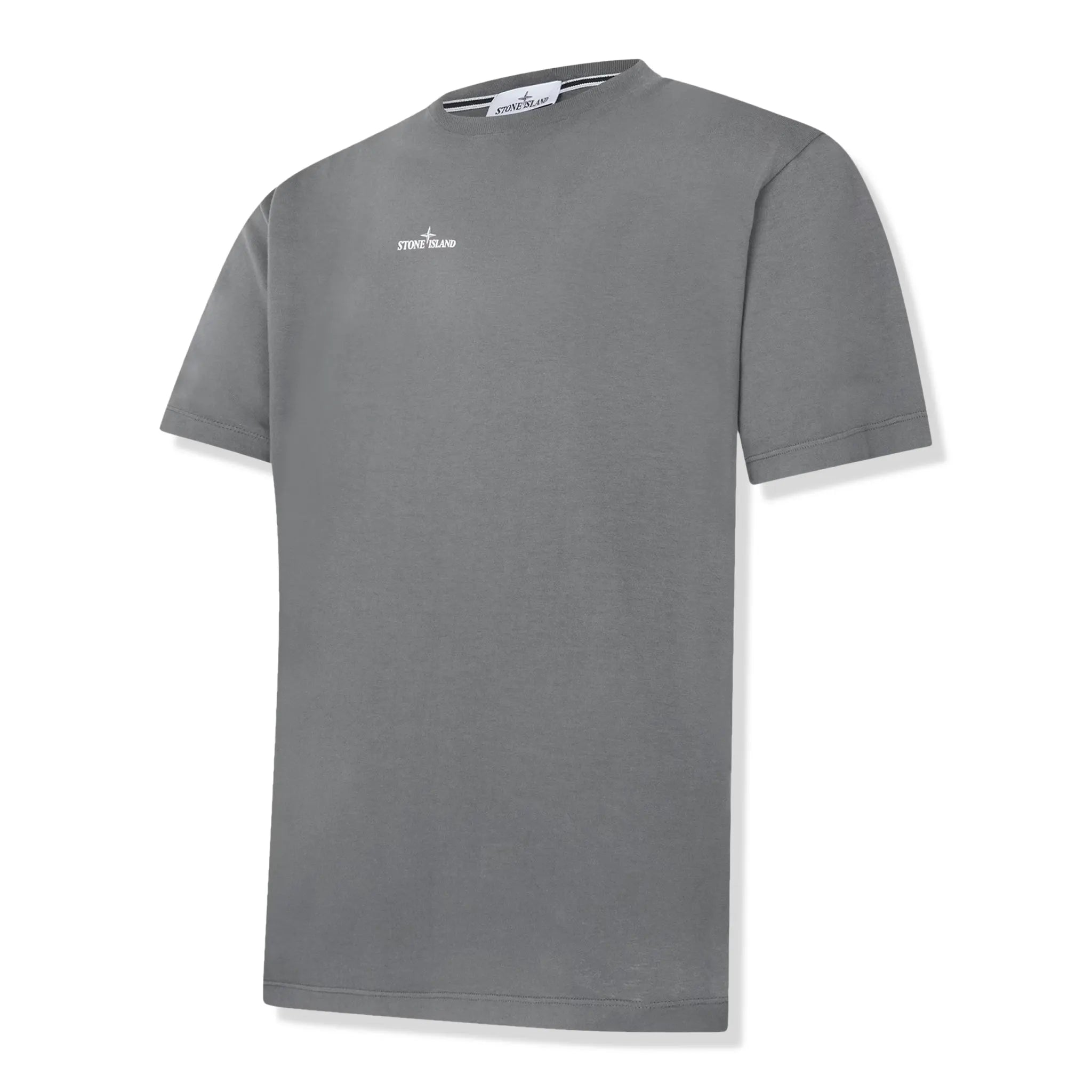 Side view of Stone Island Paint 1 Short Sleeved Grey T Shirt 78152NS89