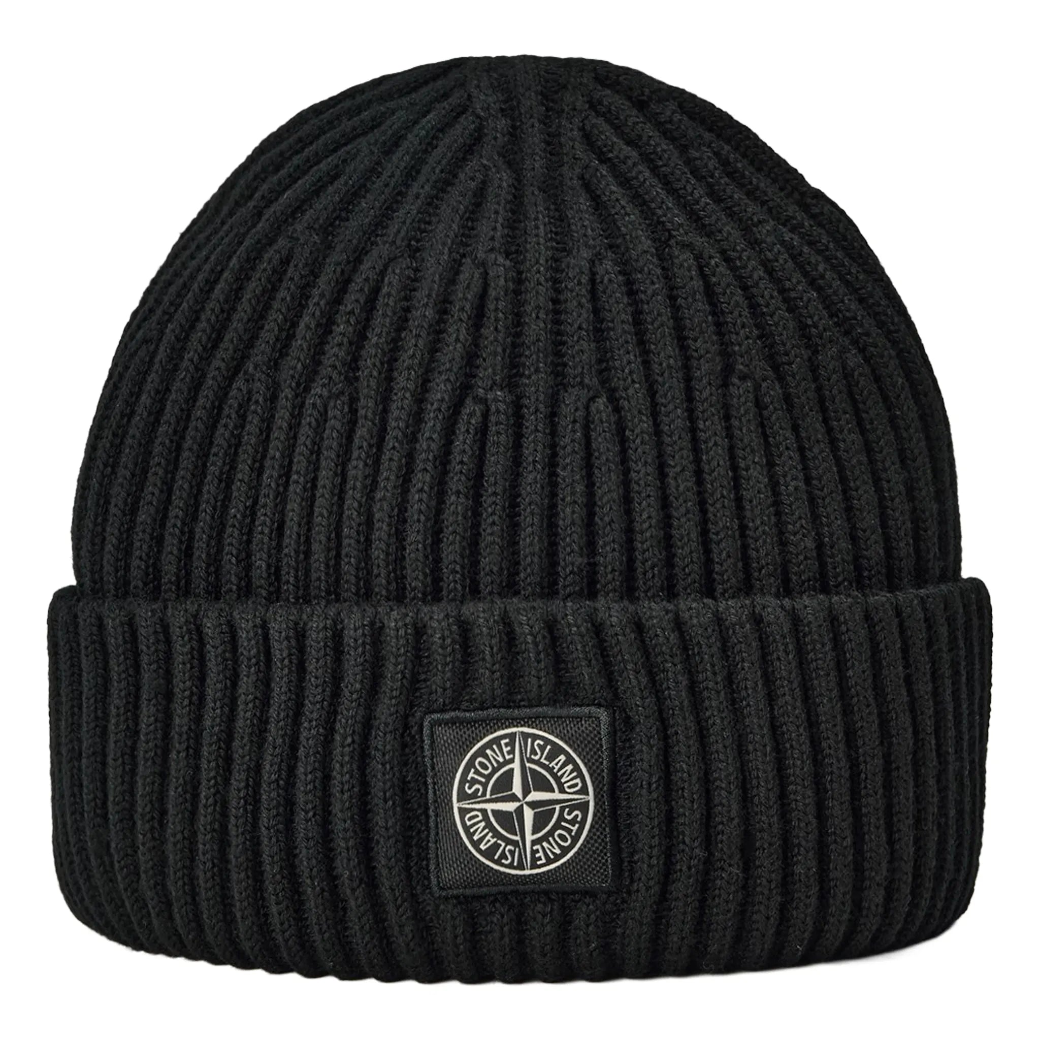 Front View of Stone Island Stone Logo Nero Beanie K2S15N100012S00B4-V0029