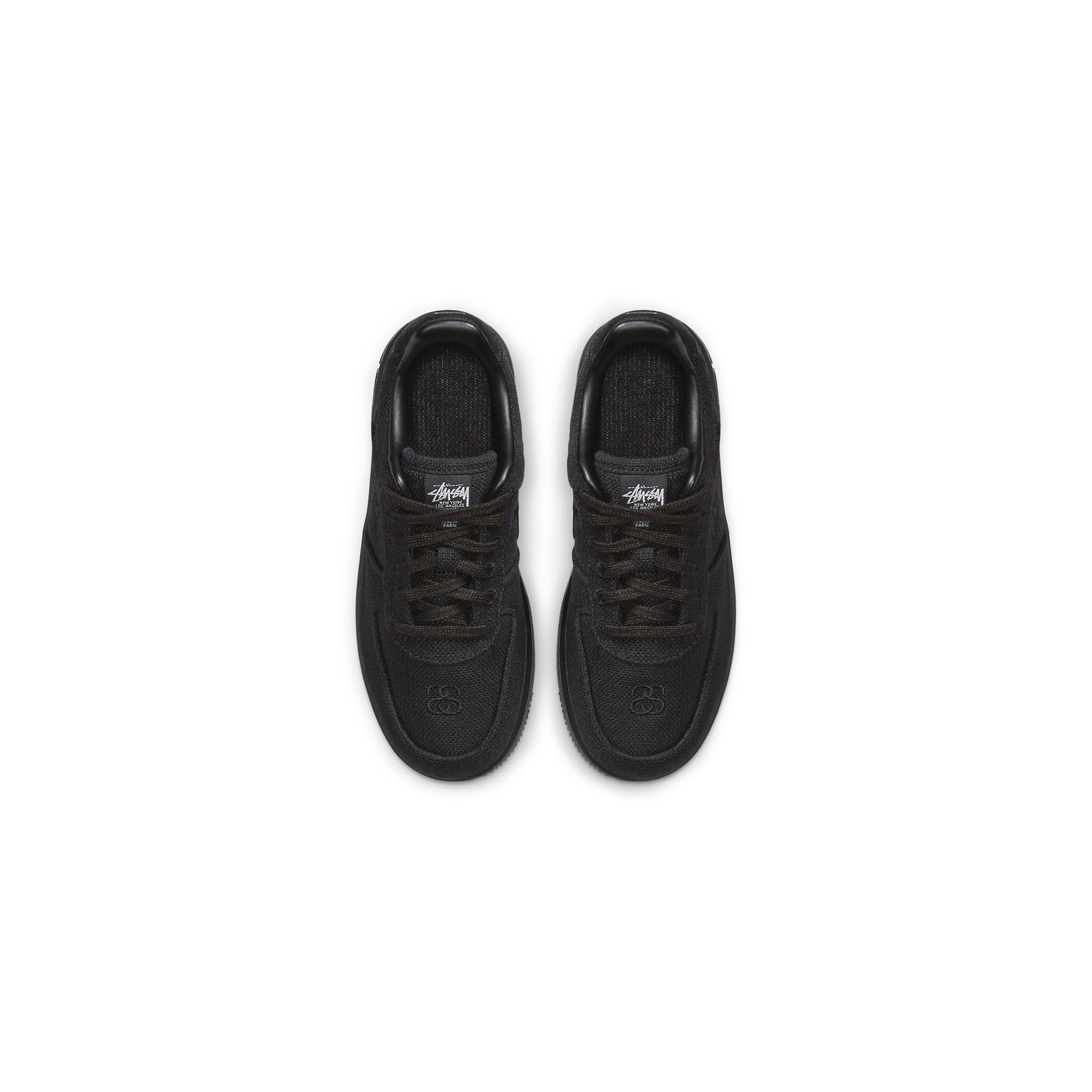 Top view of Stussy x Nike Air Force 1 Low Black (PS) DD1578-001