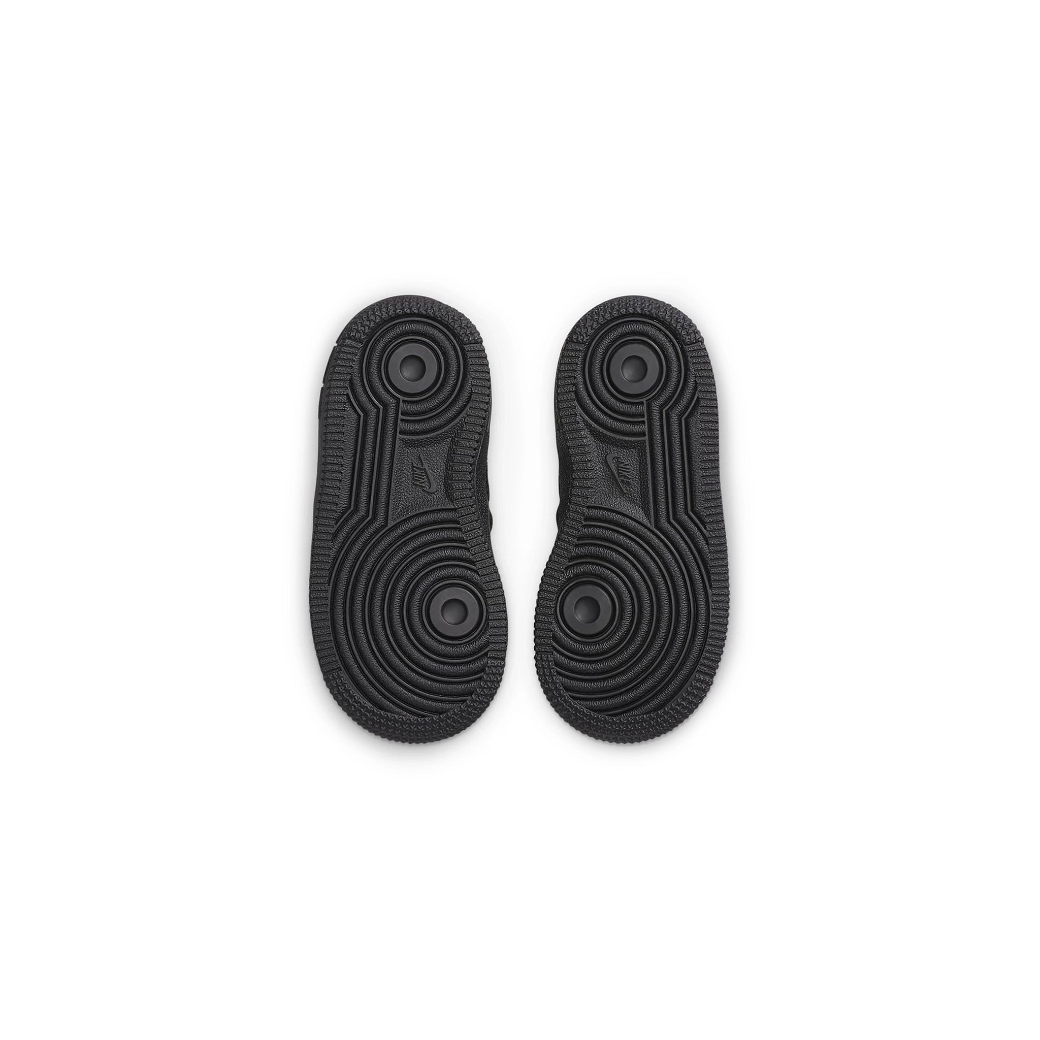 Sole view of Stussy x Nike Air Force 1 Low Black (TD) DC8306-001