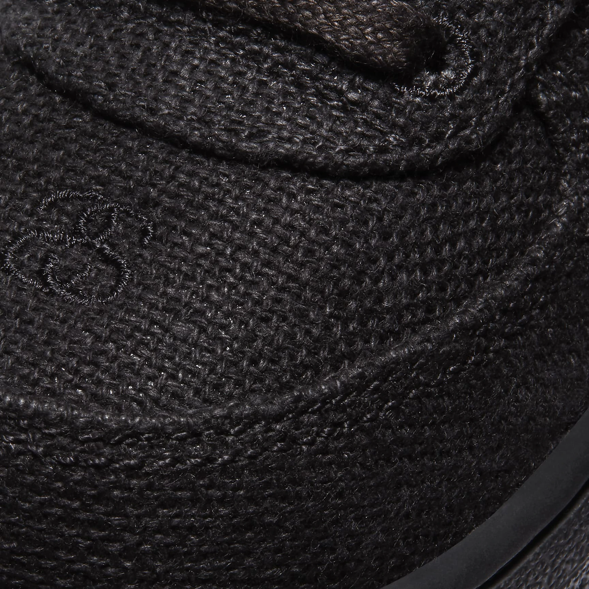 Toe box view of Stussy x Nike Air Force 1 Low Black (TD) DC8306-001