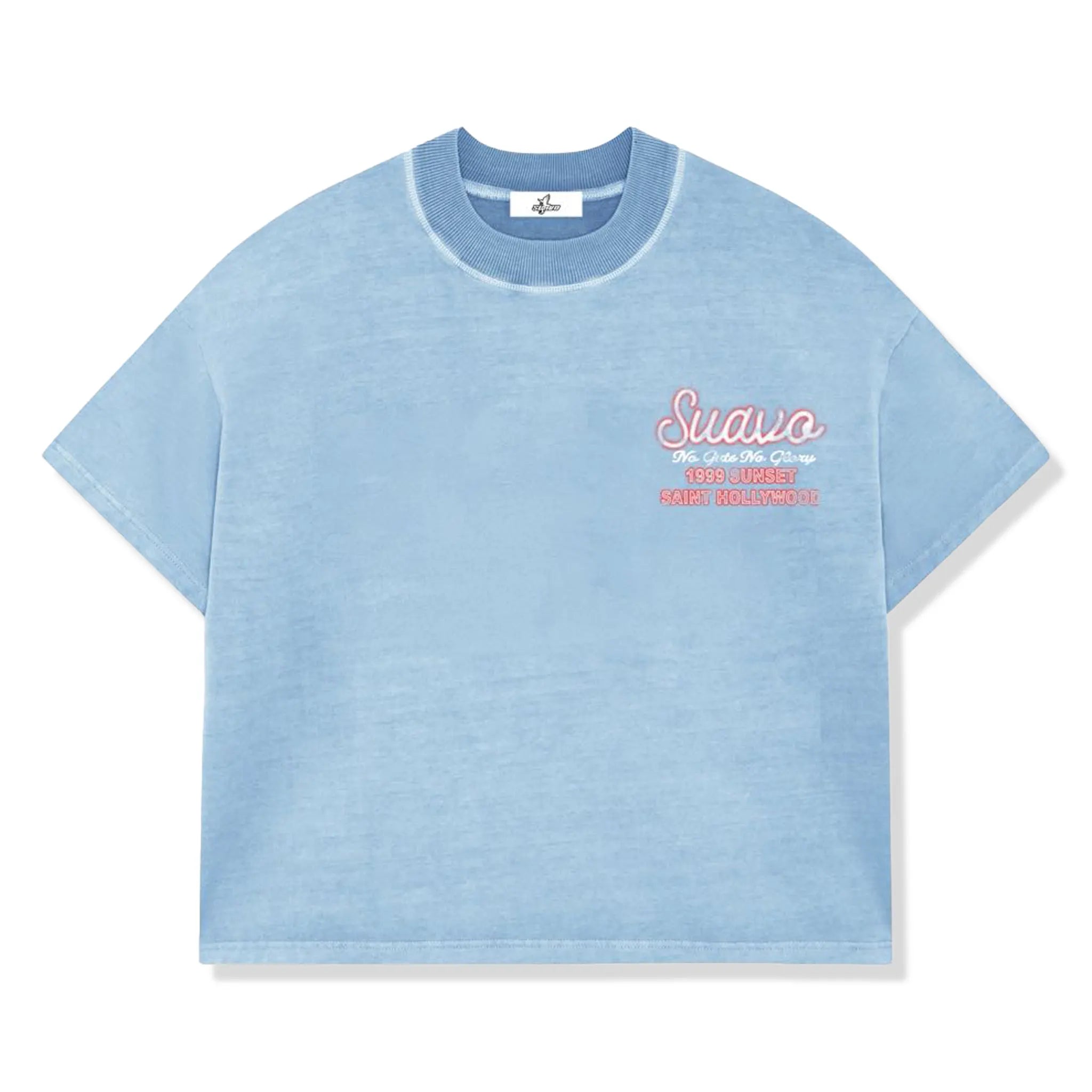 Front View of Suavo London 99 Sunset Sky Blue T-Shirt