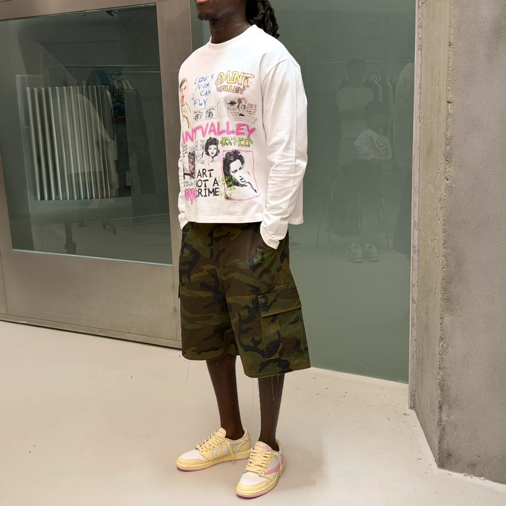 Front Side View of Suavo London Mom I Can Fly L/S White T-Shirt