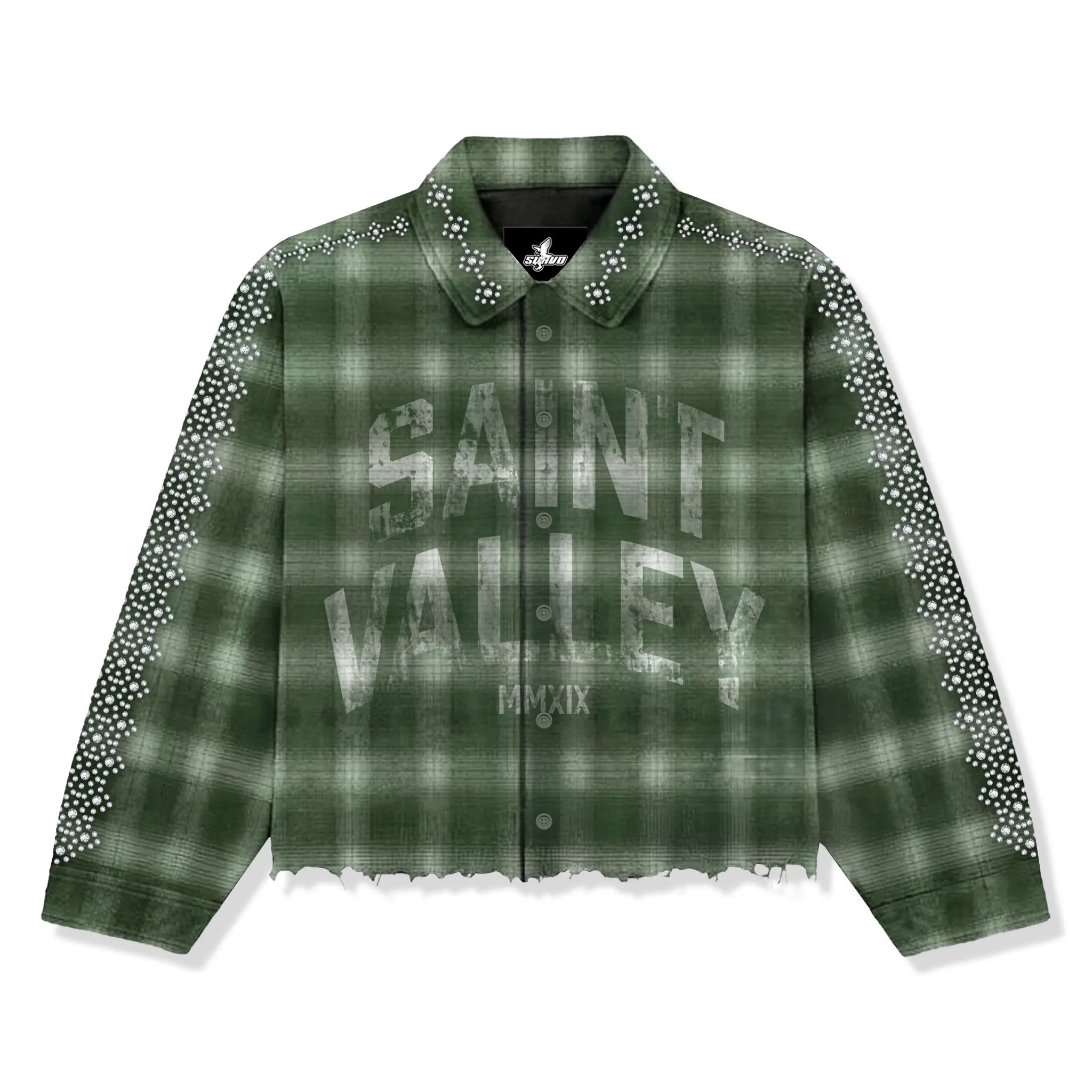 Front View of Suavo London Saint Valley Green Flannel Shirt