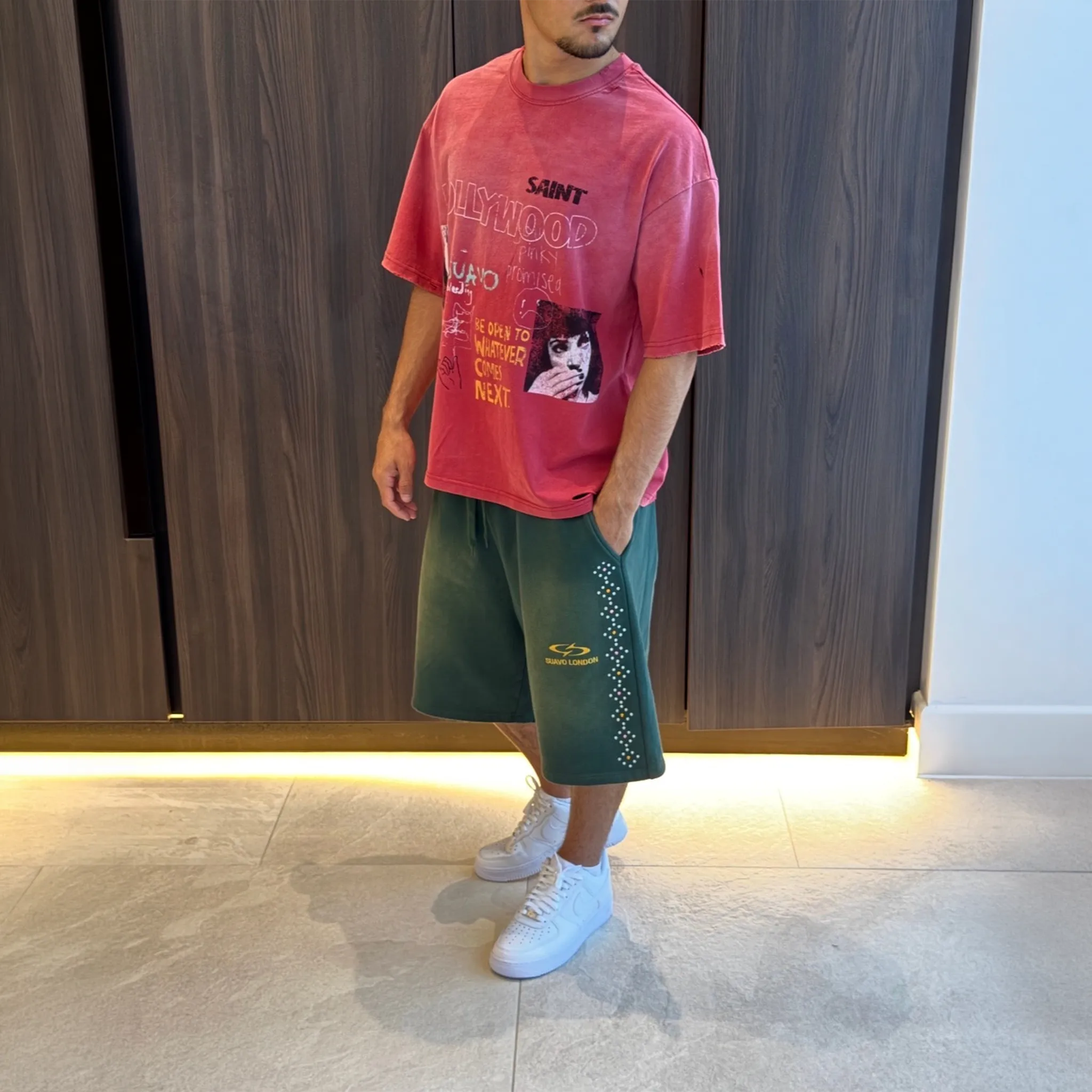 Suavo London Sudded Green Shorts