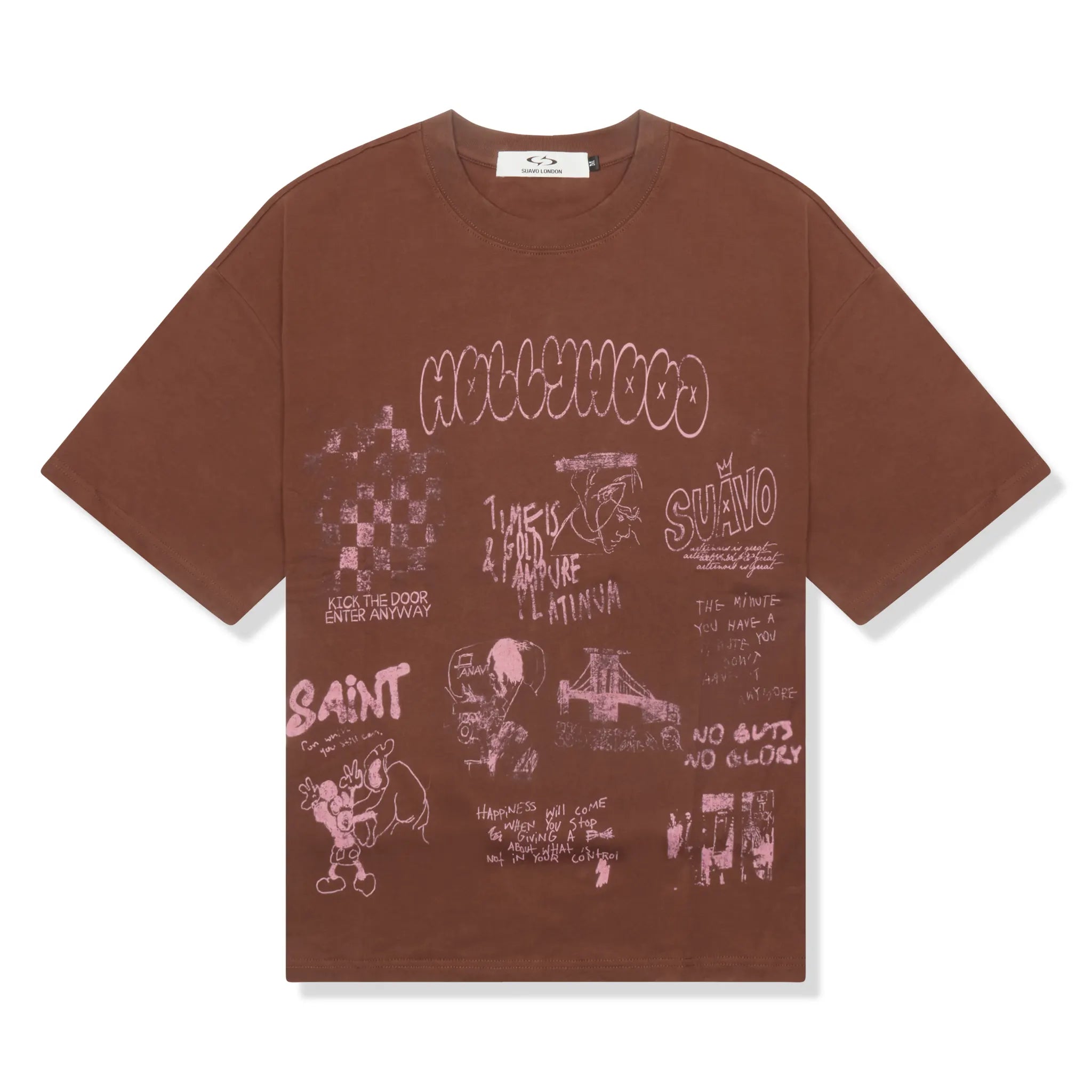Front View of Suavo London Velvet Brown T-Shirt