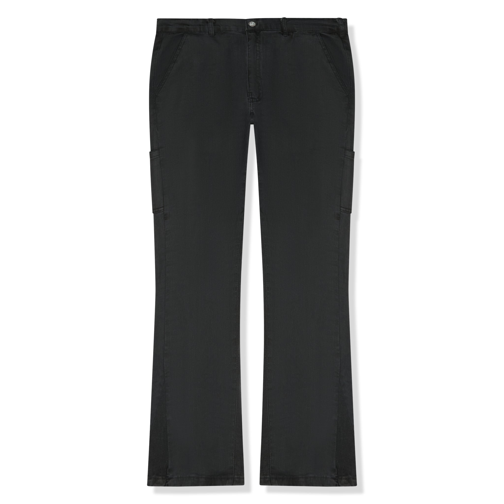 Front view of Suavo World Flare Denim Washed Black