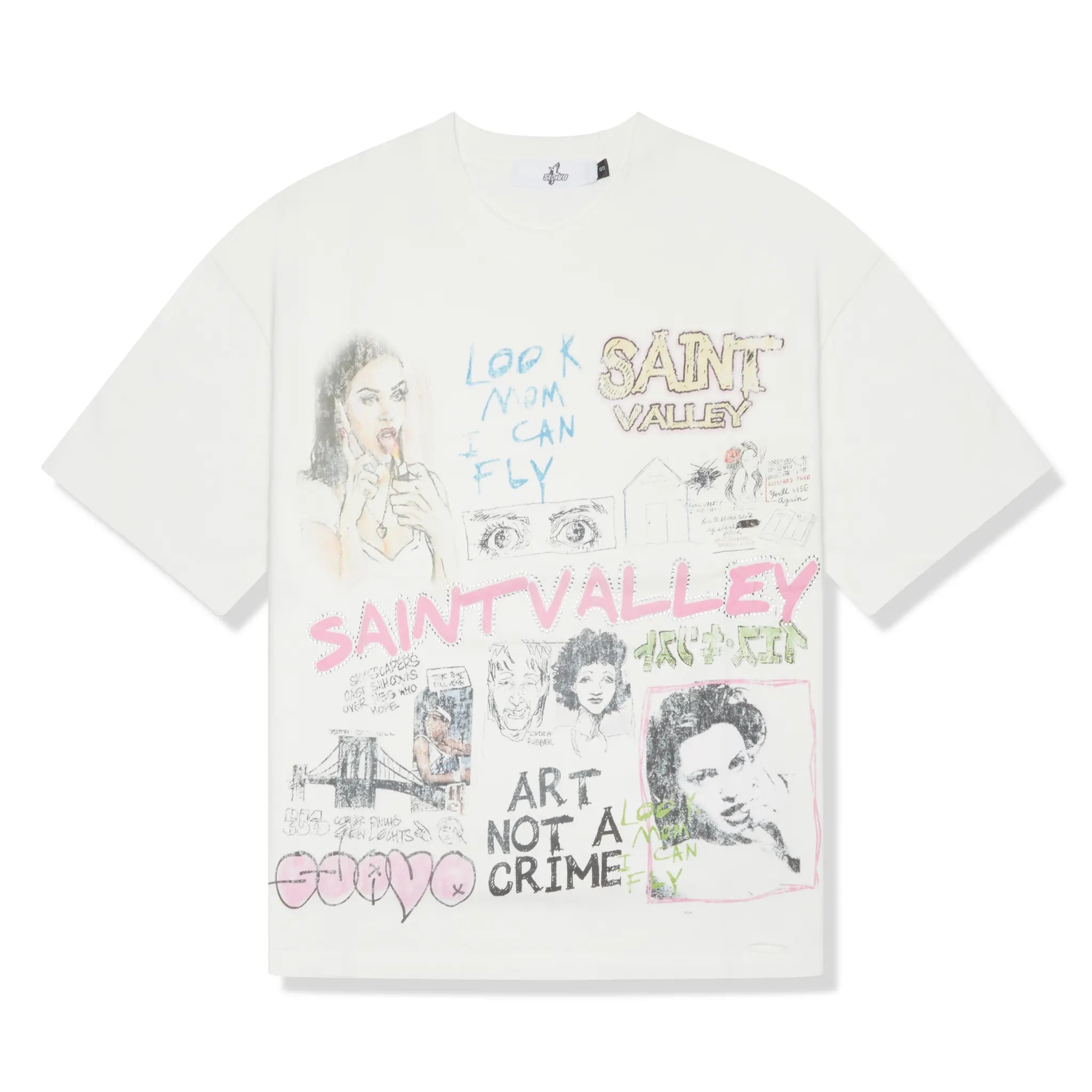 Front View of Suavo World Mom I Can Fly White T-Shirt