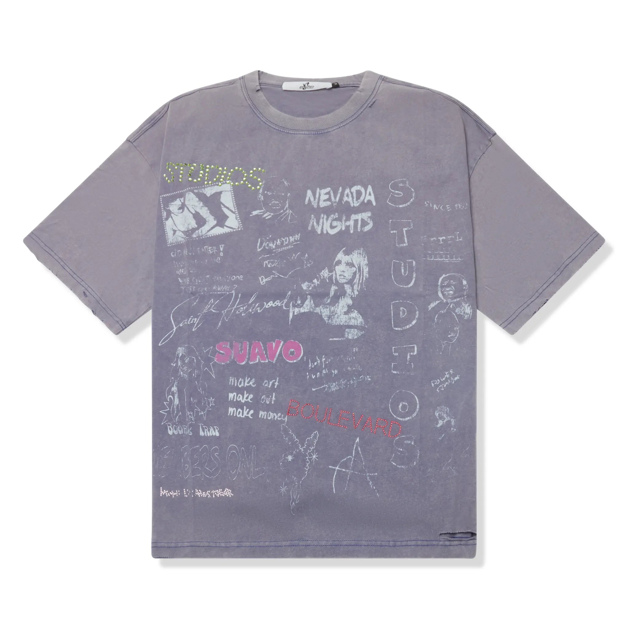 Front View of Suavo World Saint Hollywood Ultra Violet T-Shirt