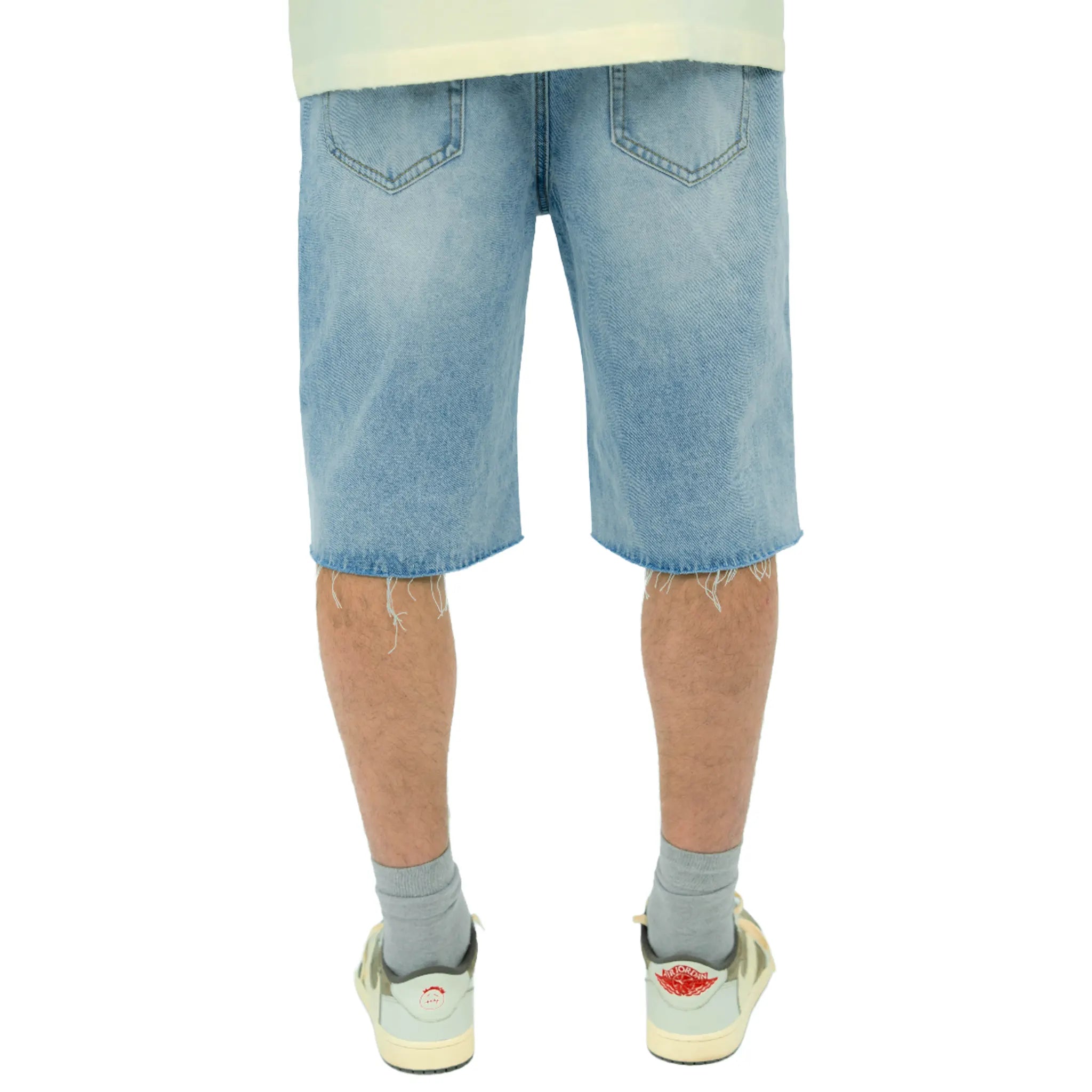 Back View of Suavo World Stud Denim Blue Shorts
