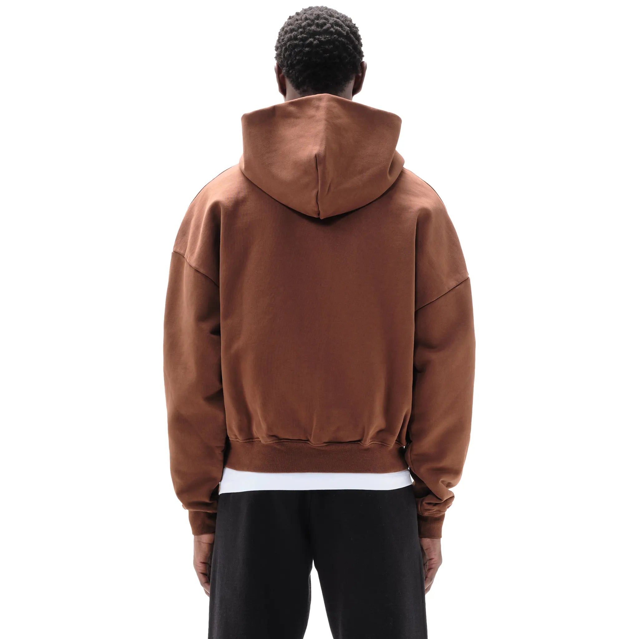 Model Back View of Summit Heavyweight Brown Zip-Up Hoodie 63570000