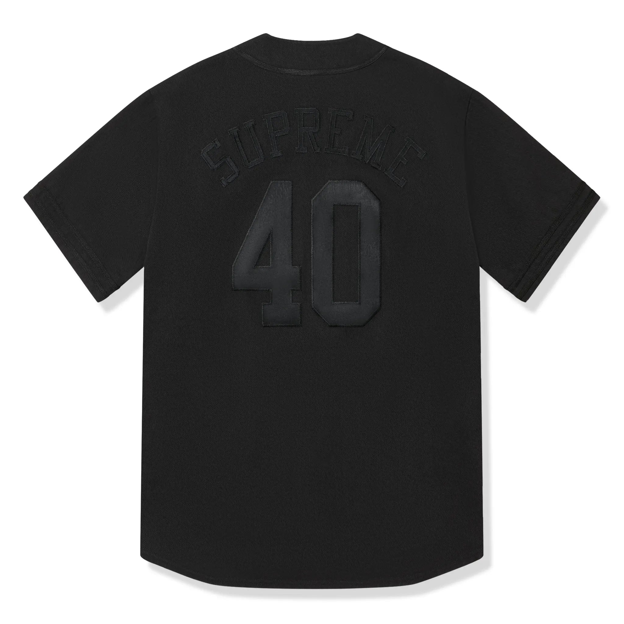 Back view of Supreme 40 Acres Twill Baseball Black Jersey