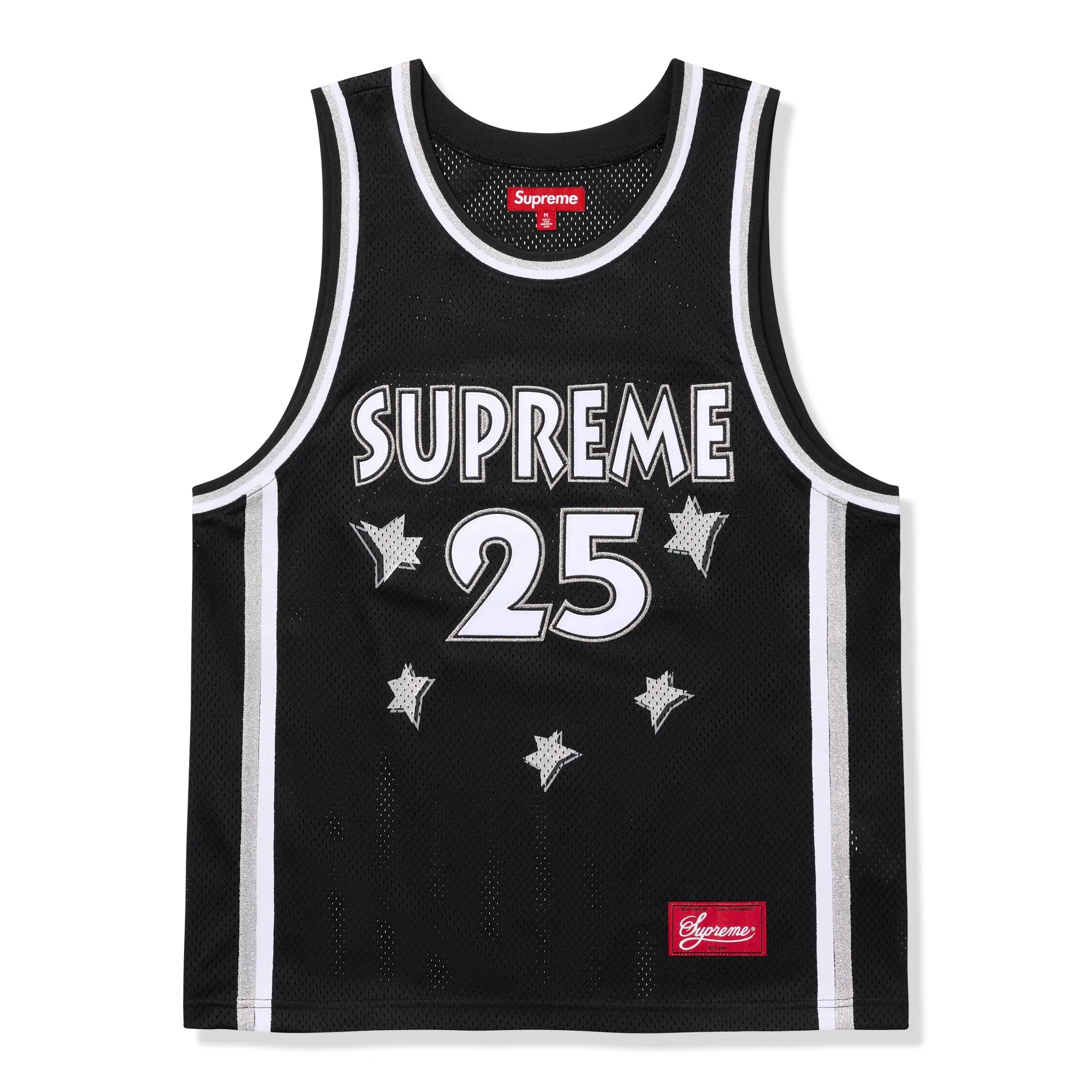 Front View of Supreme All Star Basketball Black Jersey (SS25) SS25KN32-BLACK