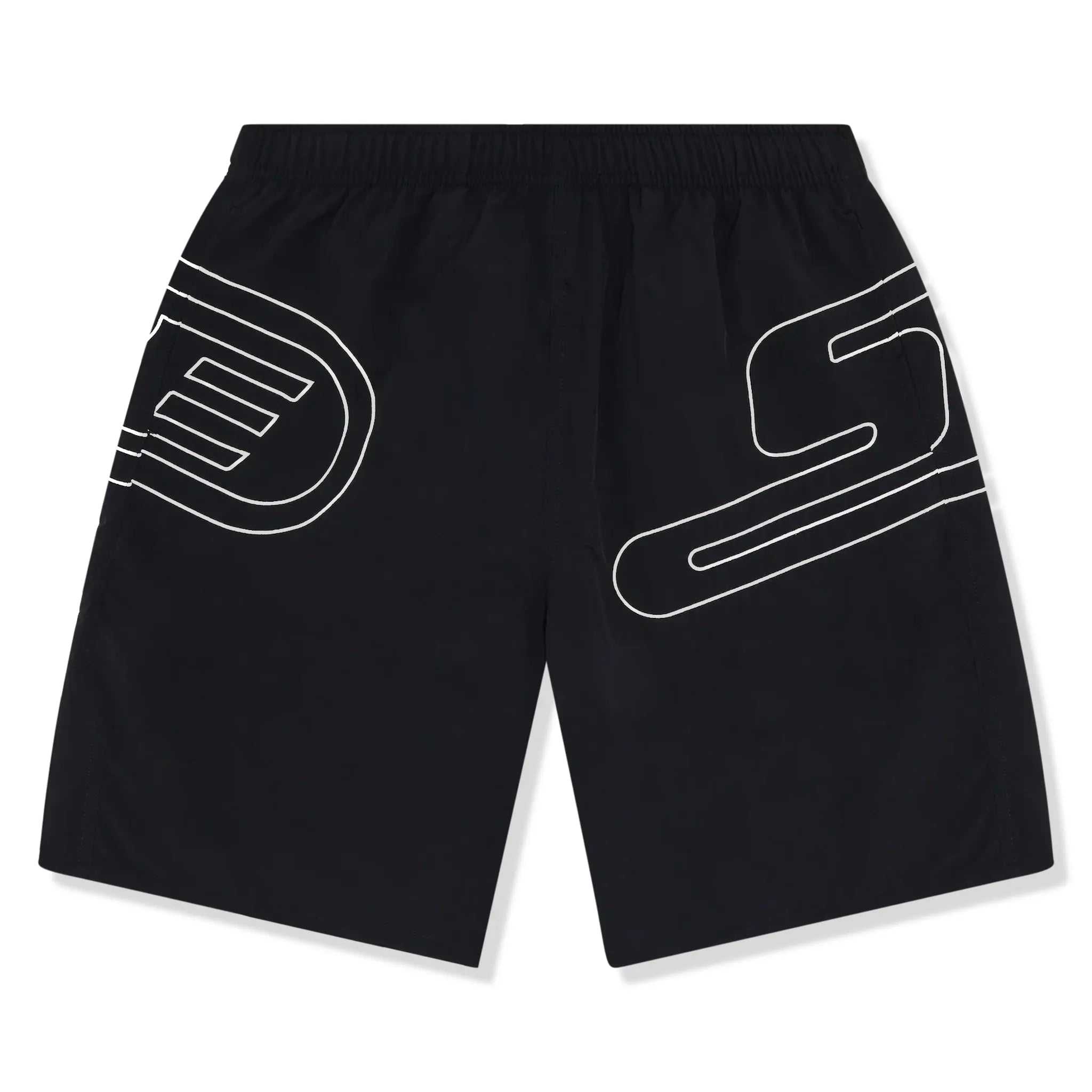 Front View of Supreme Big Logo Nylon Black Shorts SS25SH42-BLACK