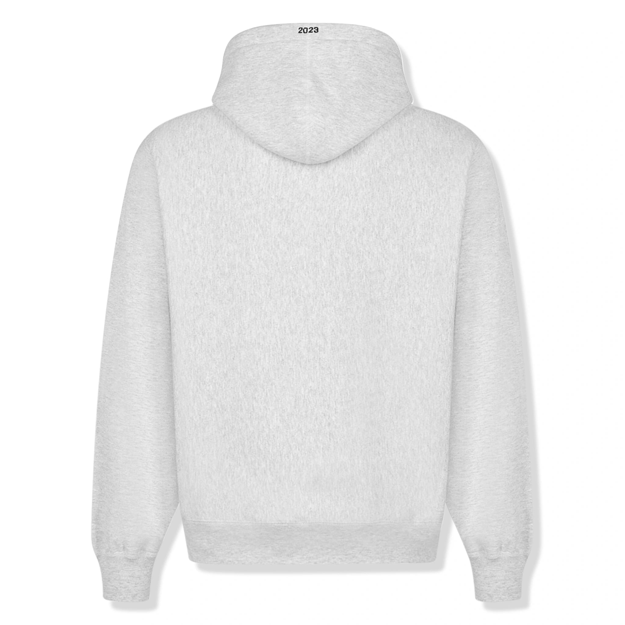 Back view of Supreme Box Logo Ash Grey Hoodie (FW23)