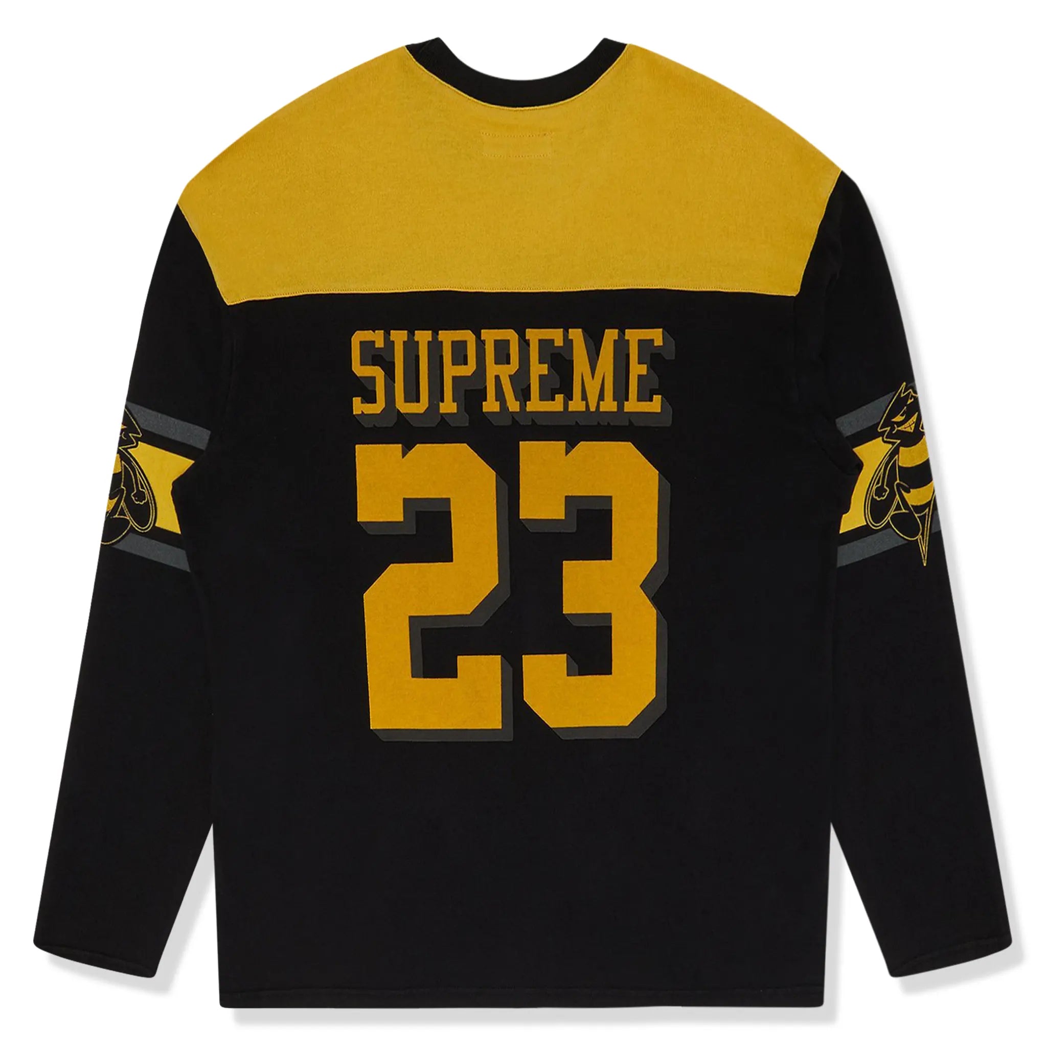 Back view of Supreme Bumblebee L/S Black Football T Shirt (FW23) FW23KN15